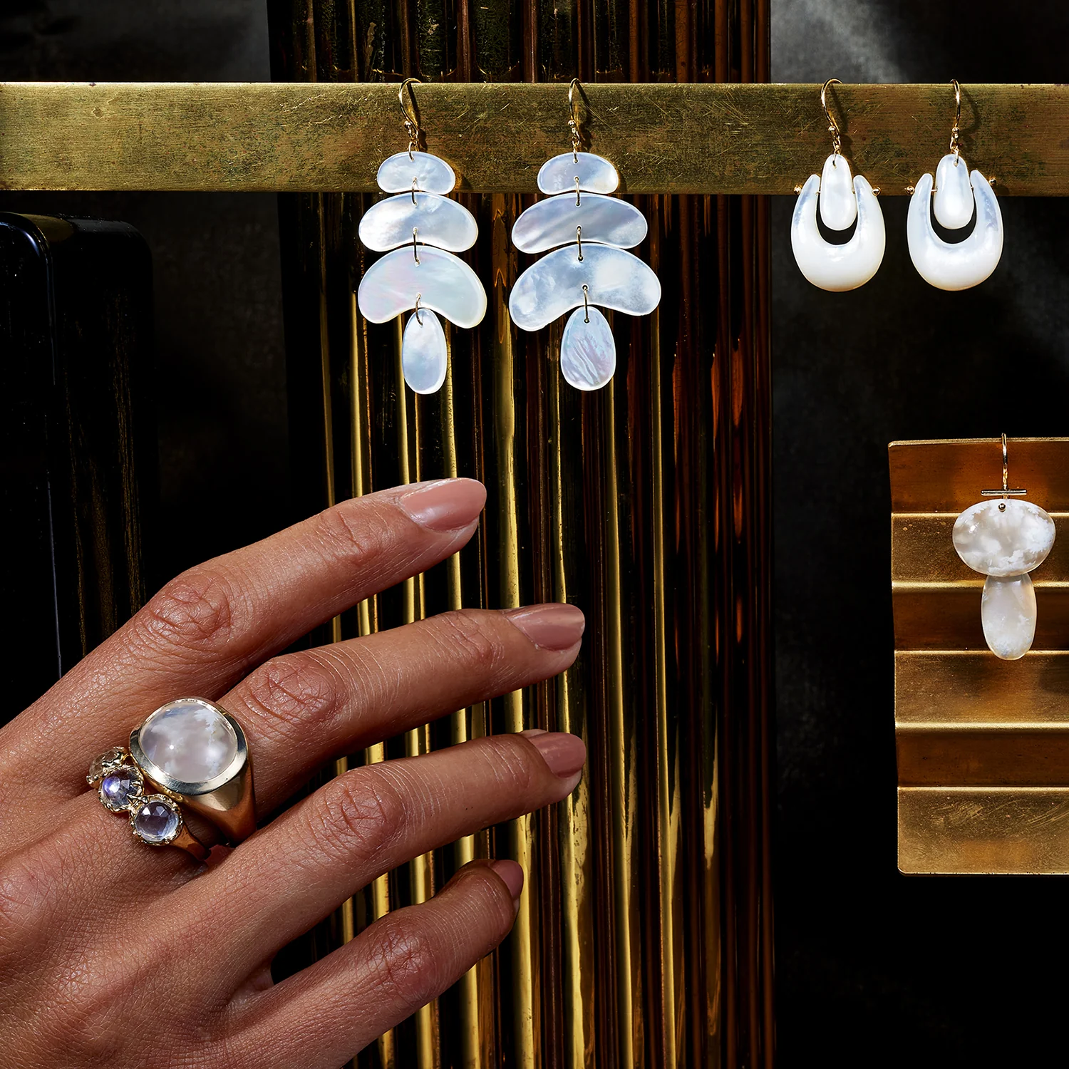 Small Mother of Pearl O'Keefe Earrings - Image 4