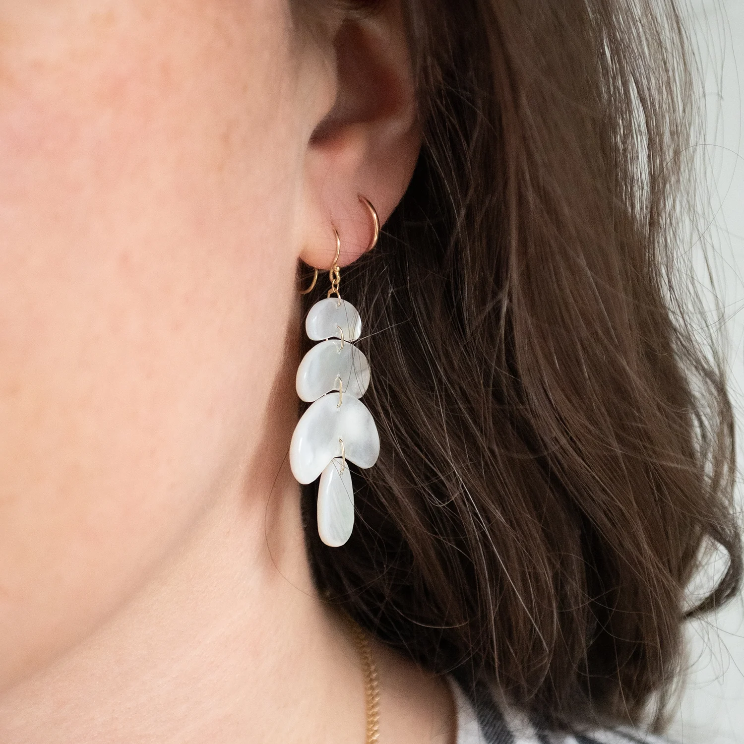 Small Mother of Pearl Totem Earrings - Image 2