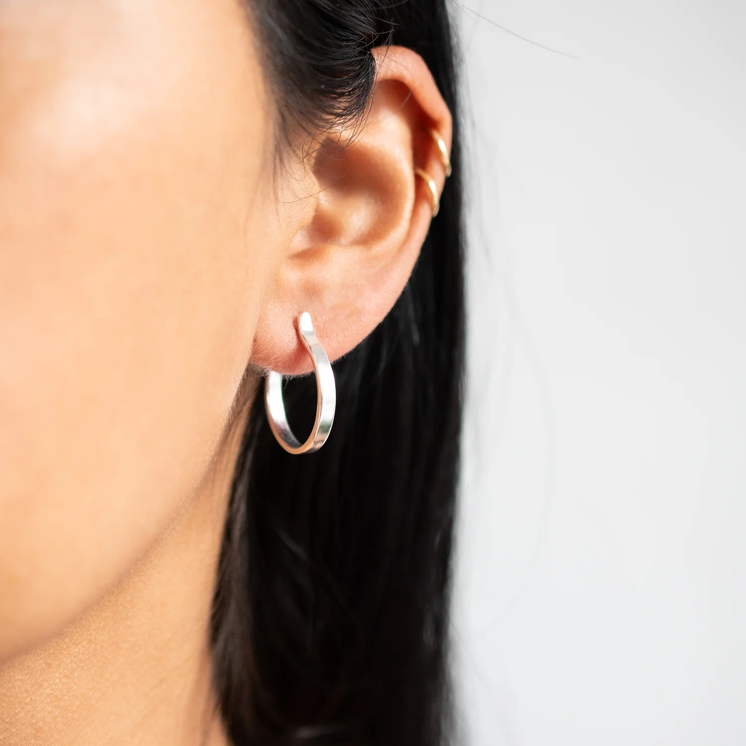 Small Plain Silver Hoops - Image 2