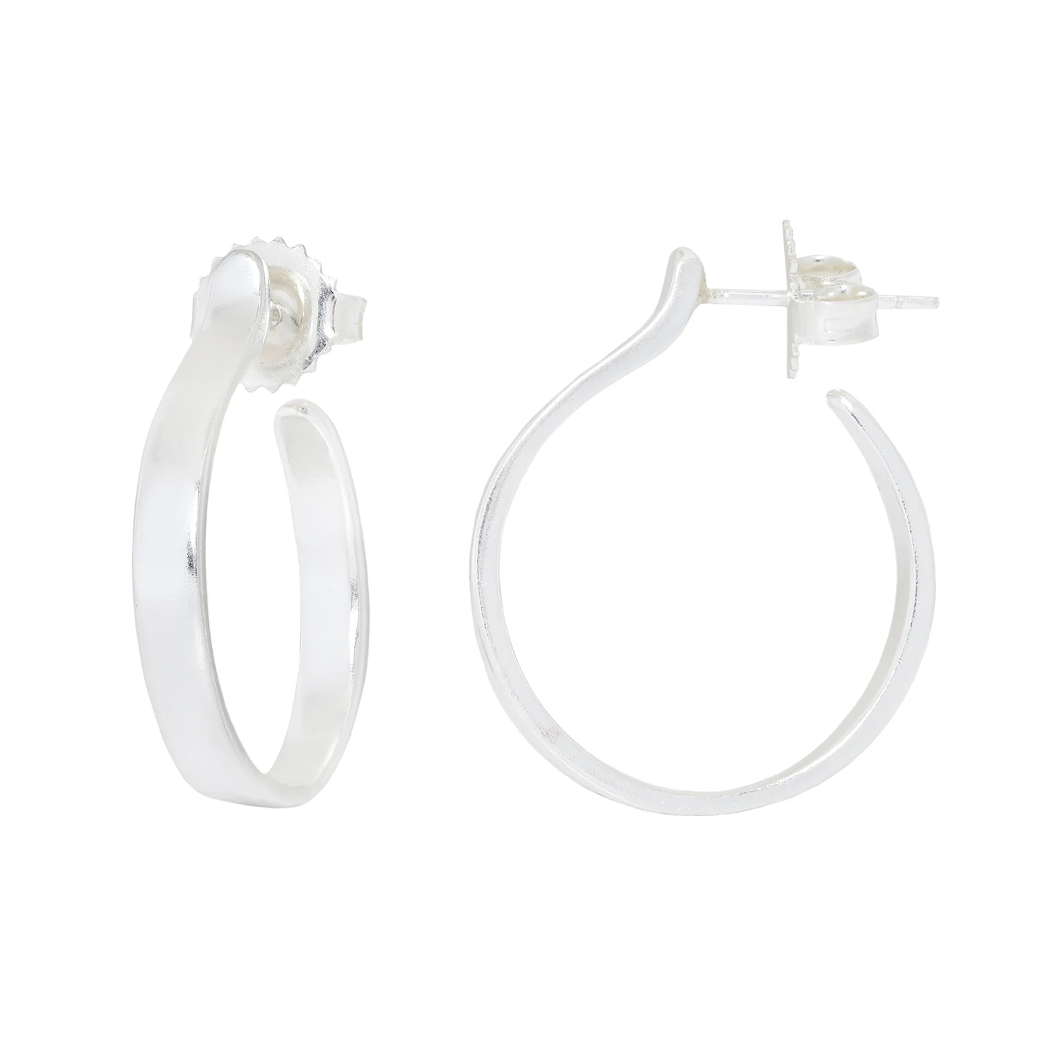 Small Plain Silver Hoops - Image 3