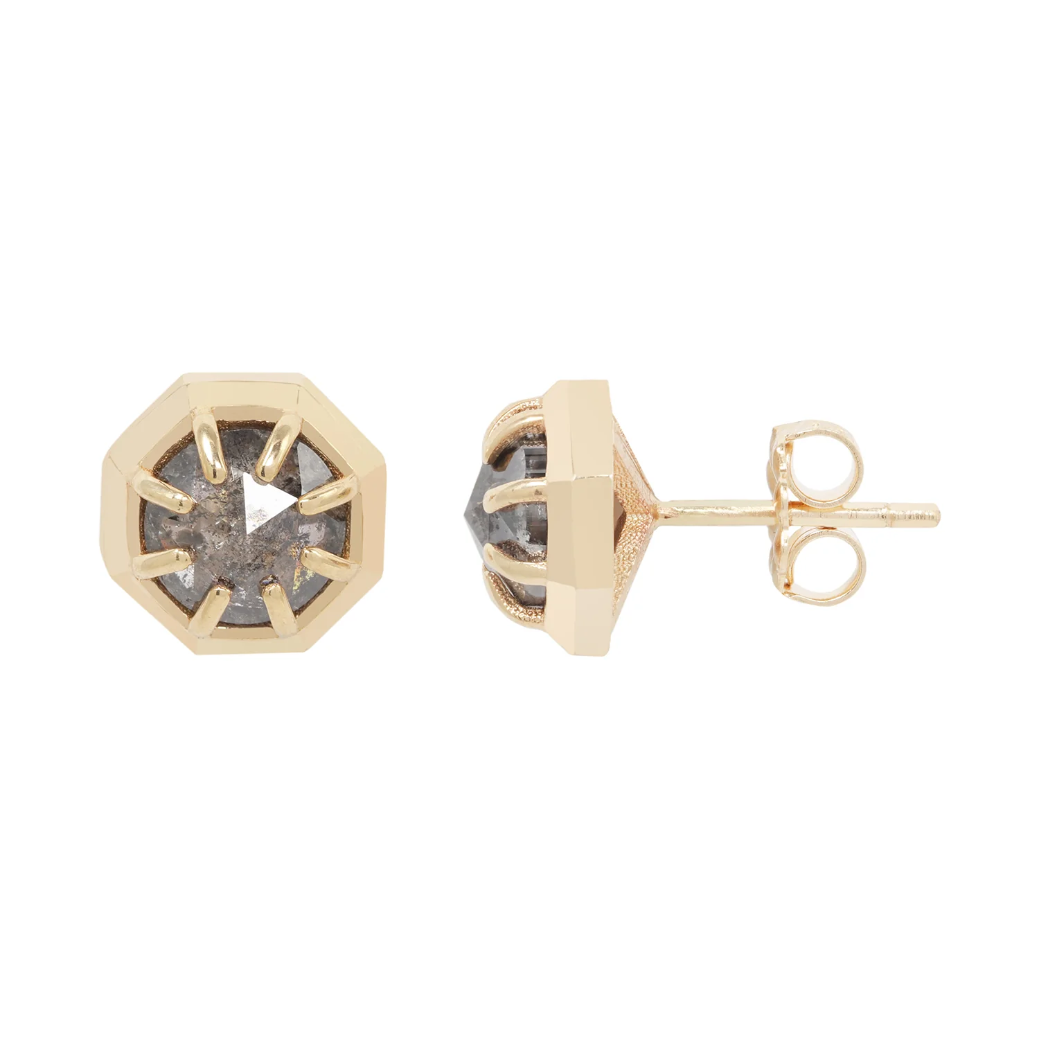 Speckled Diamond Octagon Studs - Image 3