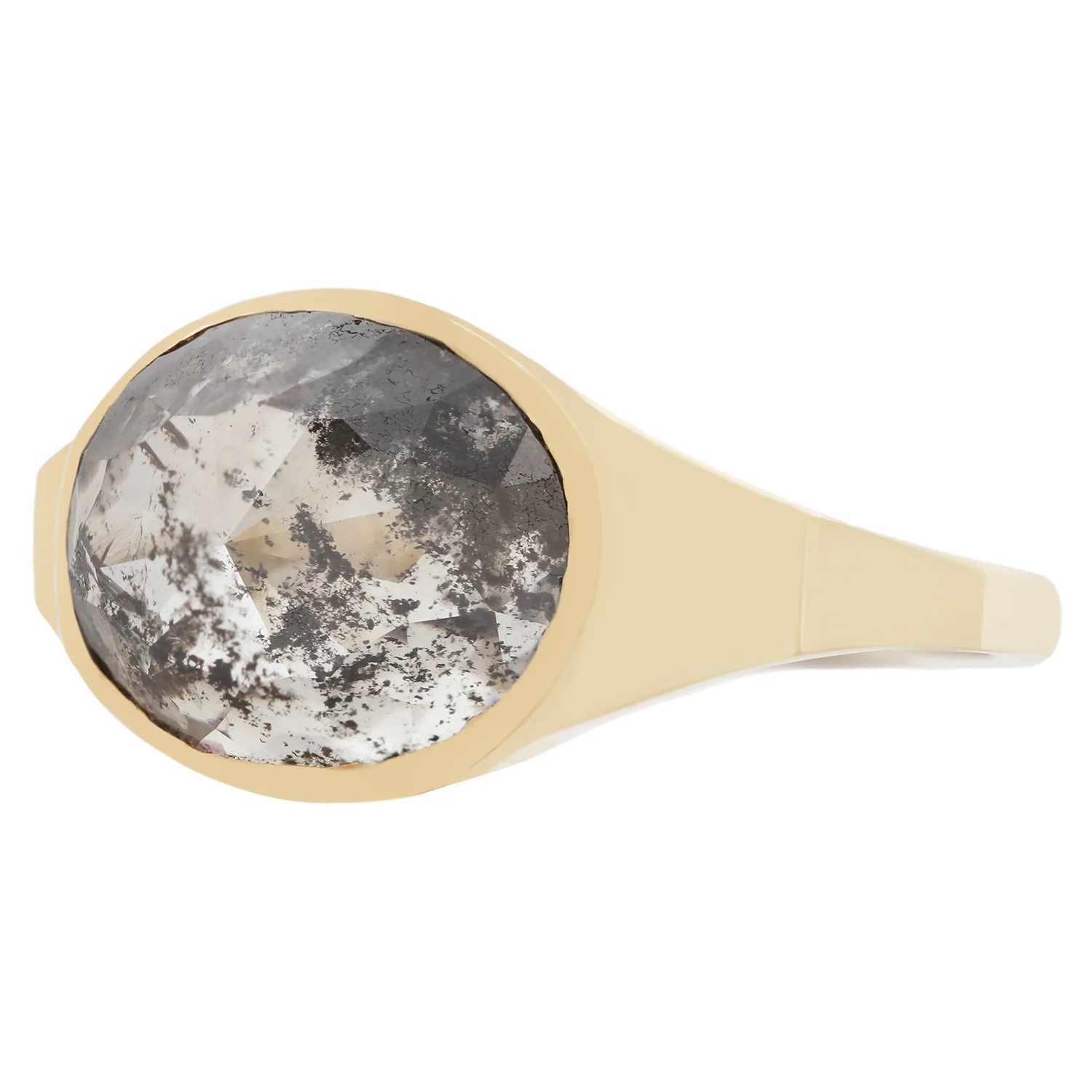 Speckled Diamond Oval Signet Ring - Image 3