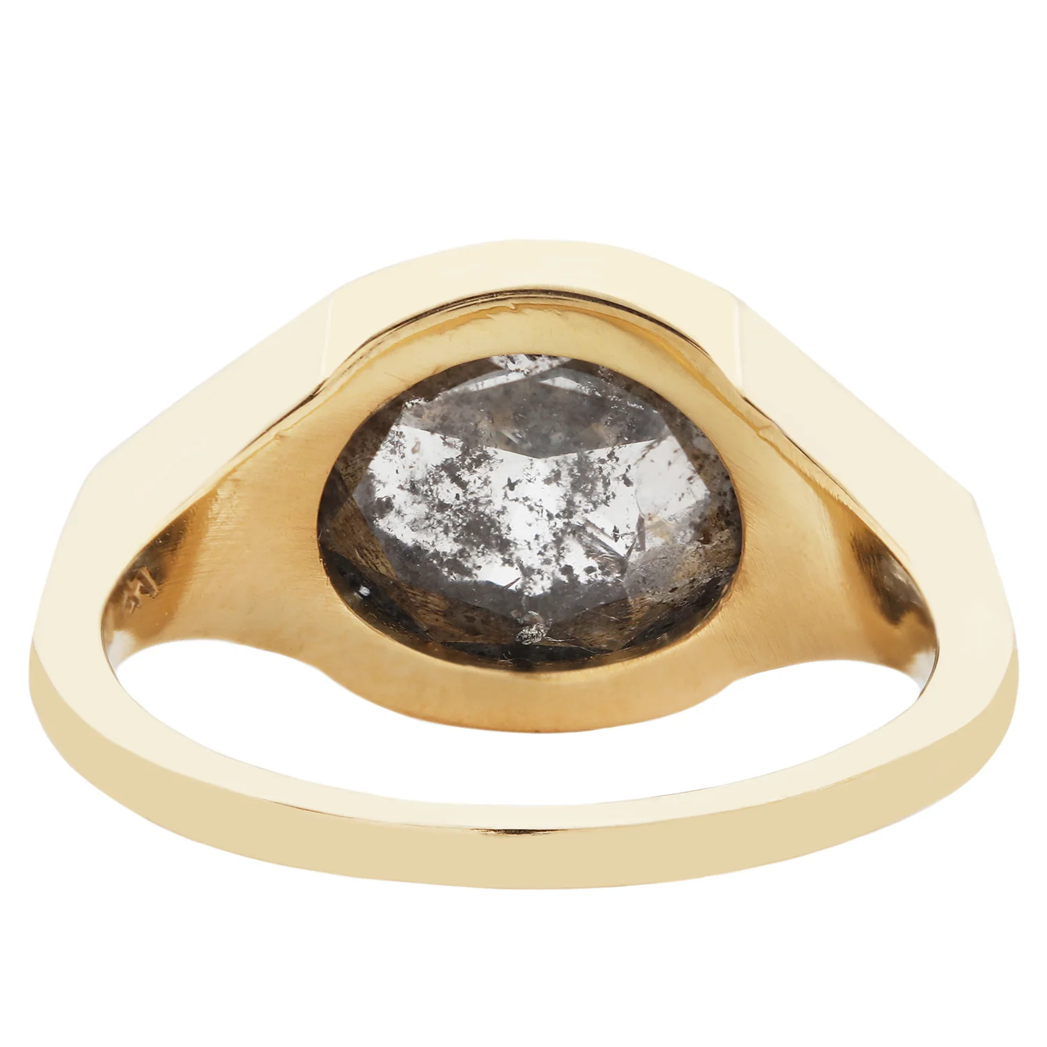 Speckled Diamond Oval Signet Ring - Image 4