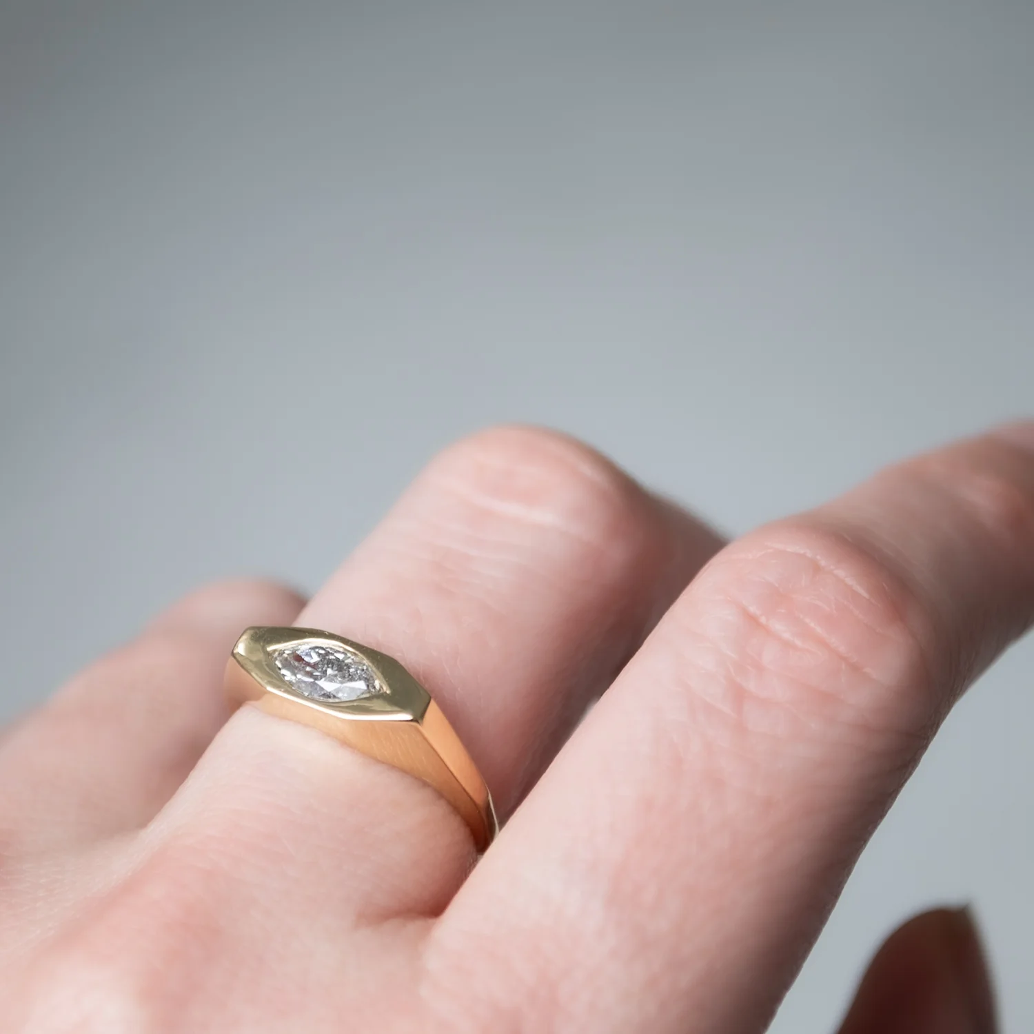 Speckled Eye Marquise Signet Ring - Image 6