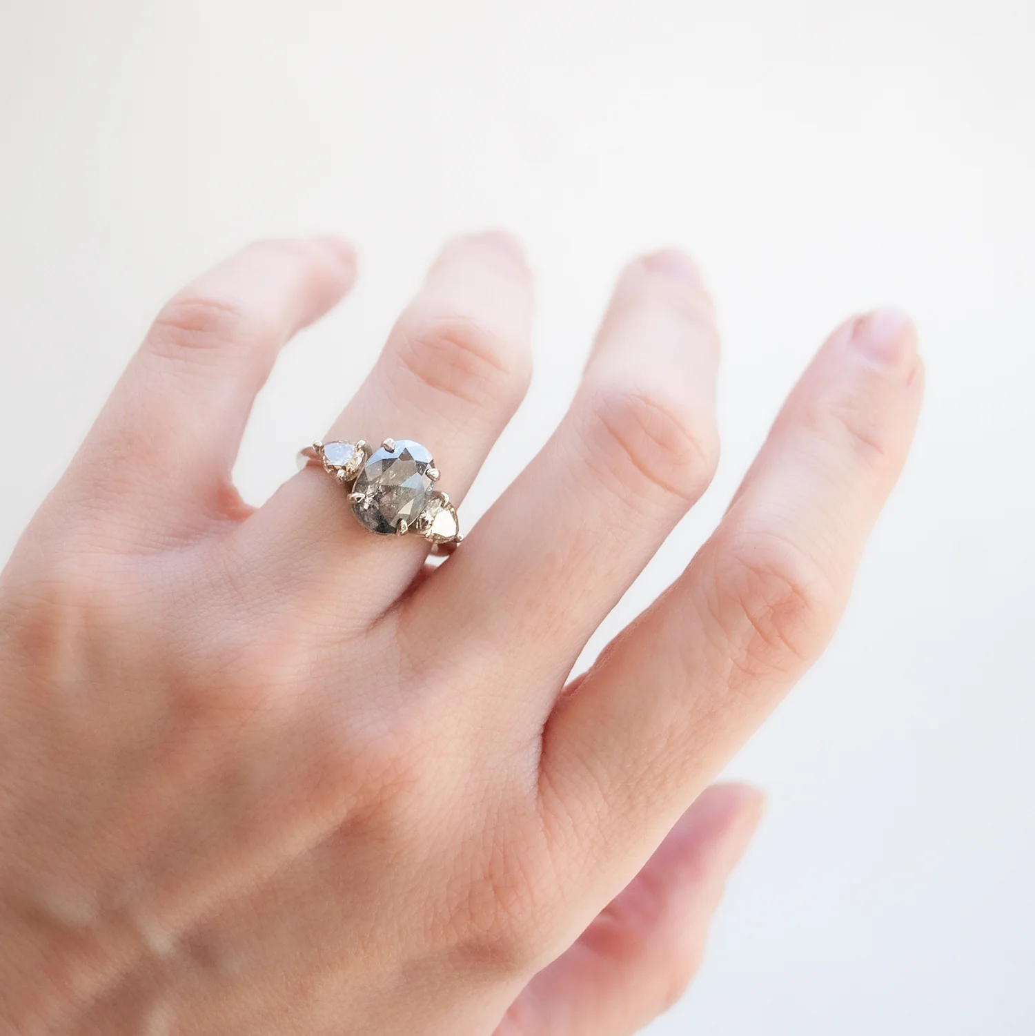 Speckled Oval Three Diamond Ring - Image 2