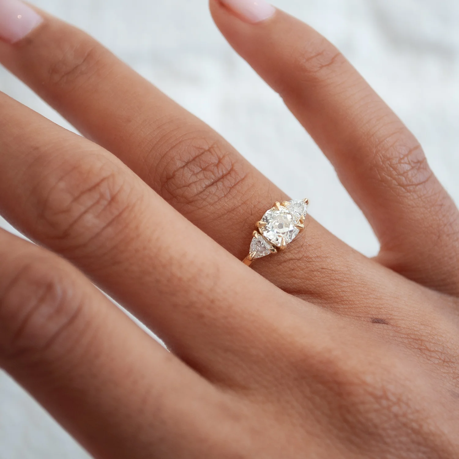 Spring Snowfall Three Stone Ring - Image 2