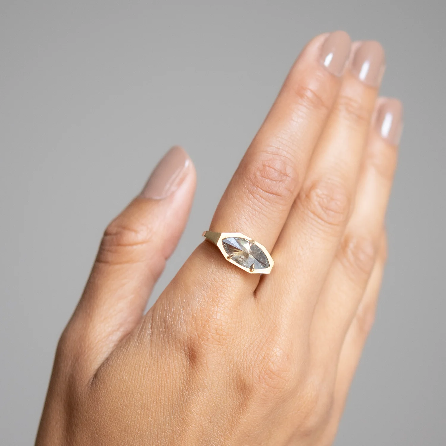 Stormy Diamond Marquise Signet Ring - Image 2