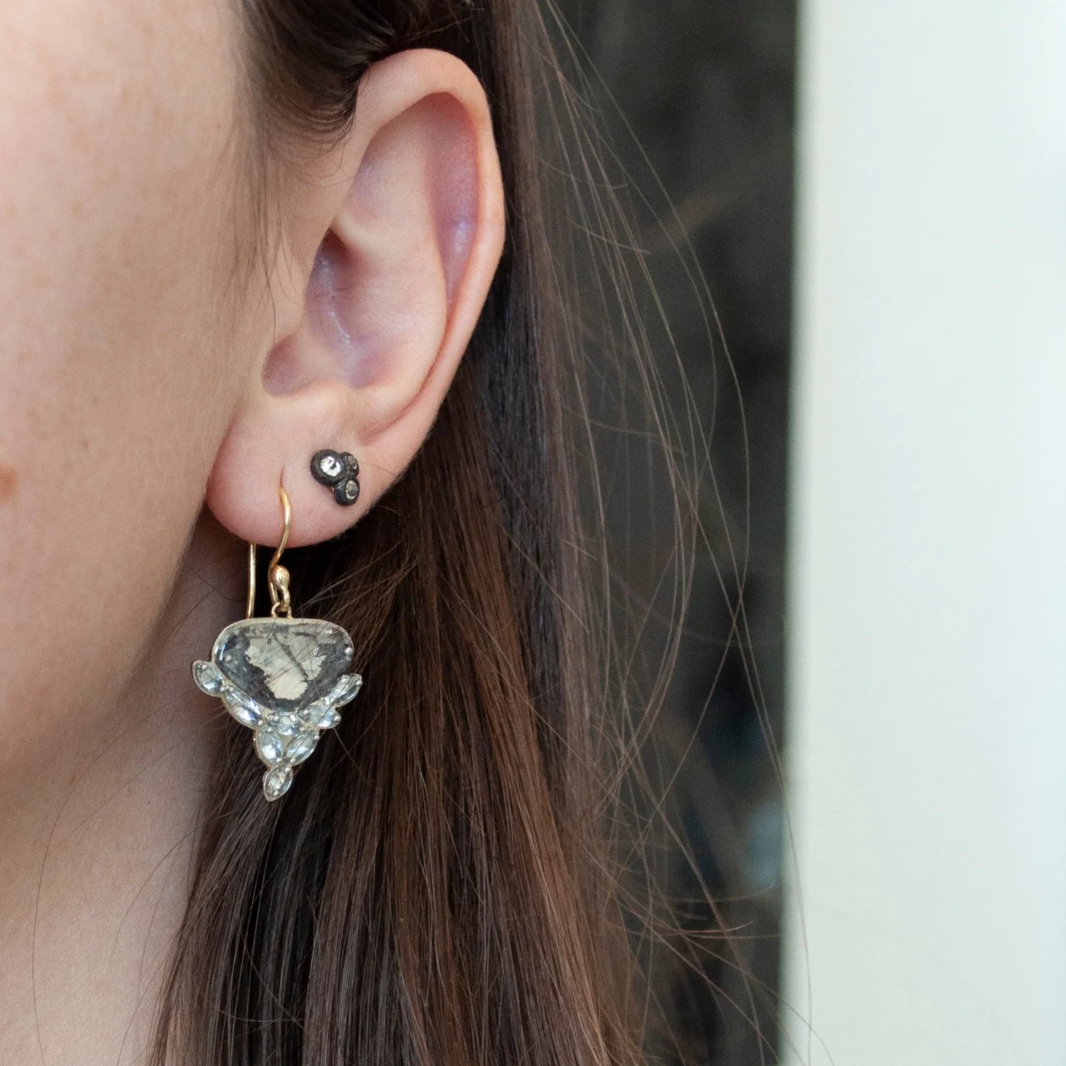 Dark Bezel Inverted Diamond Studs - Image 2