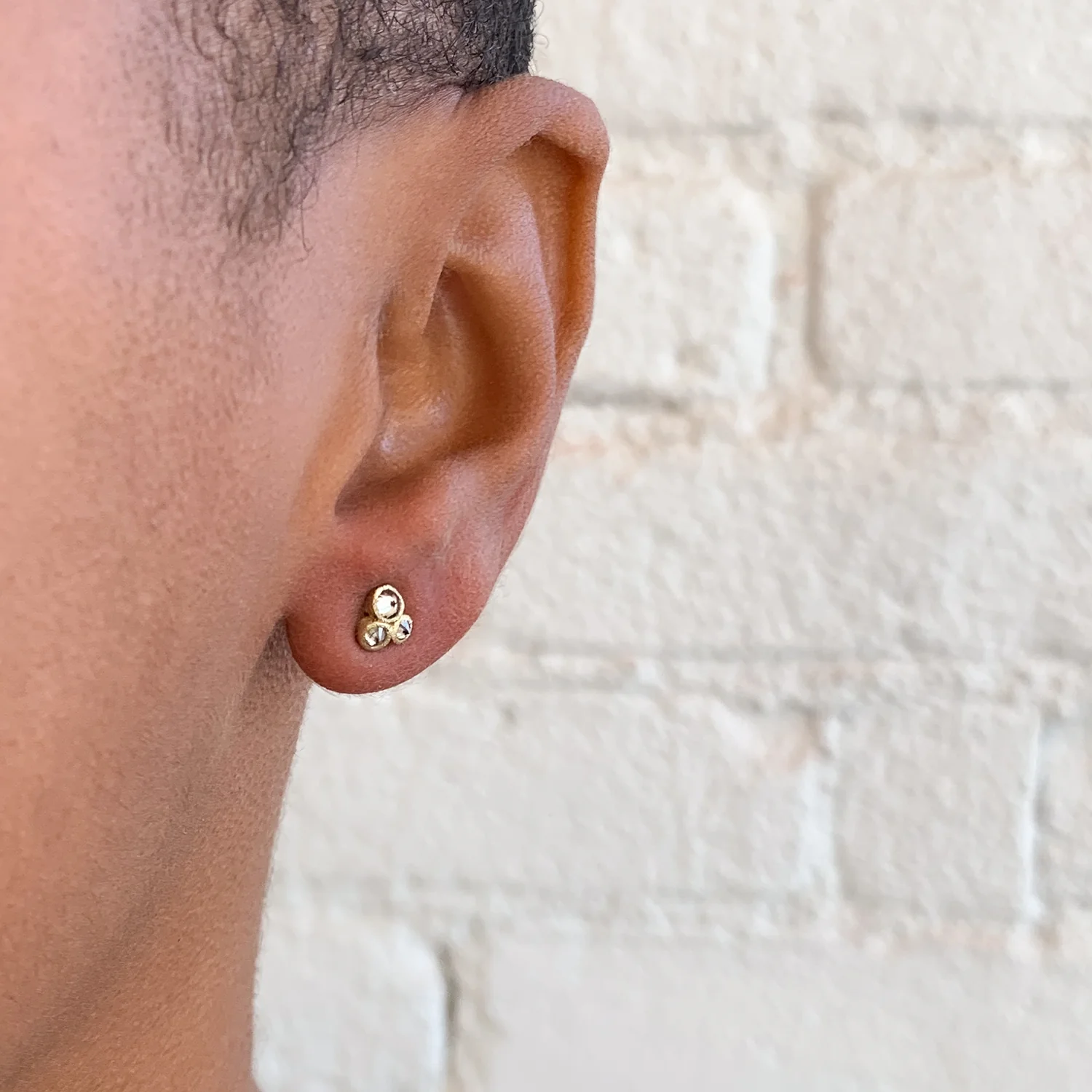 Gold Bezel Inverted Diamond Studs - Image 4