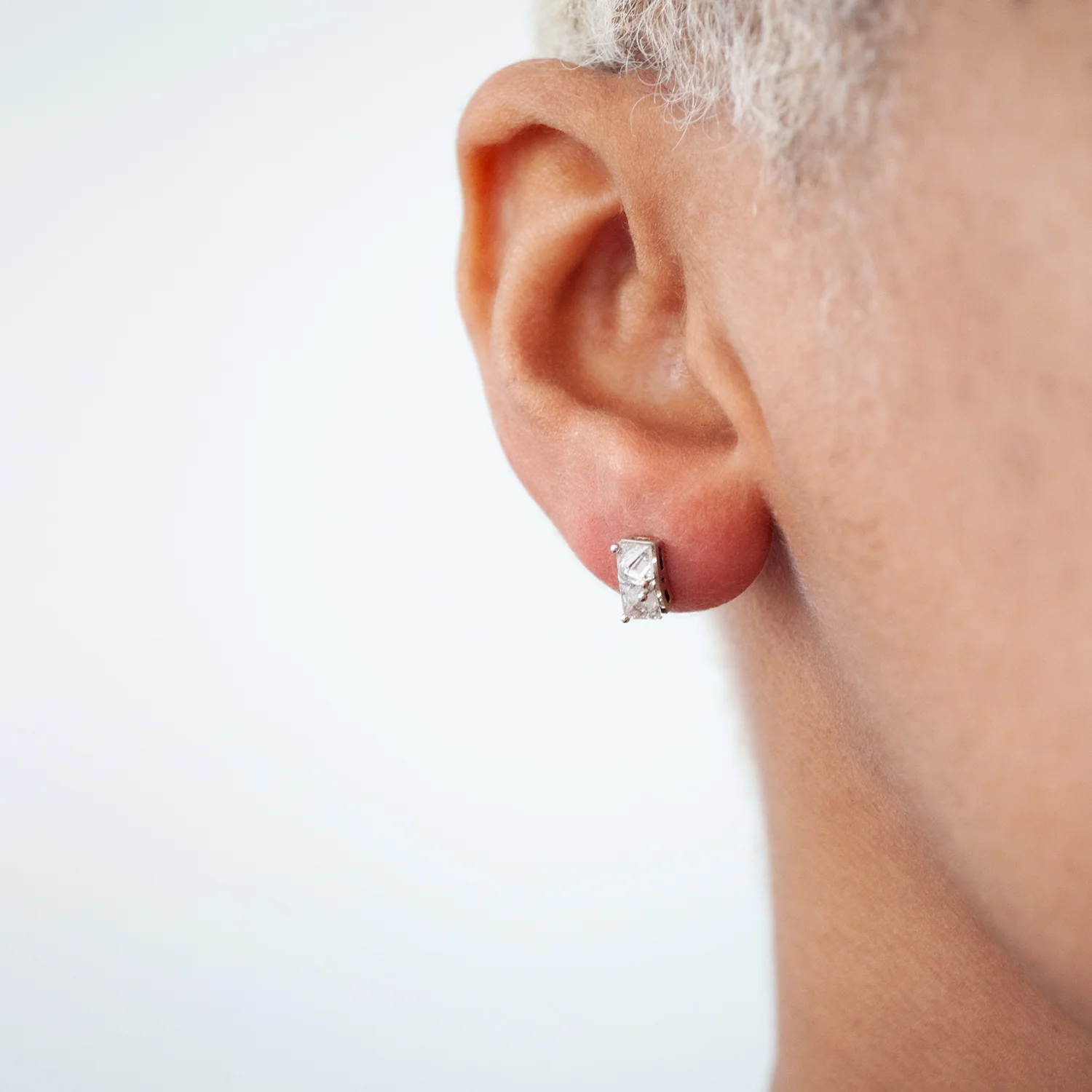 White Square Diamond Studs - Image 2