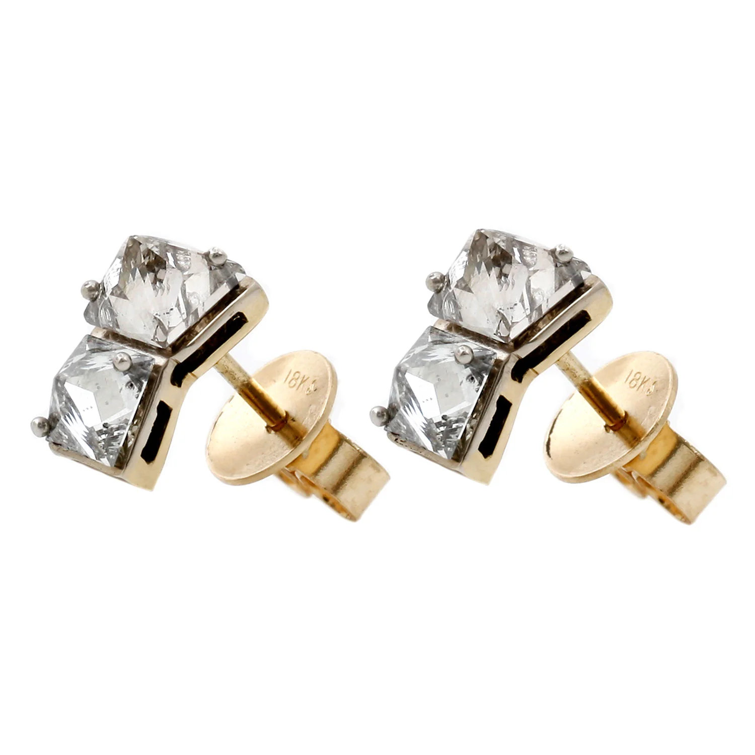 White Square Diamond Studs - Image 3