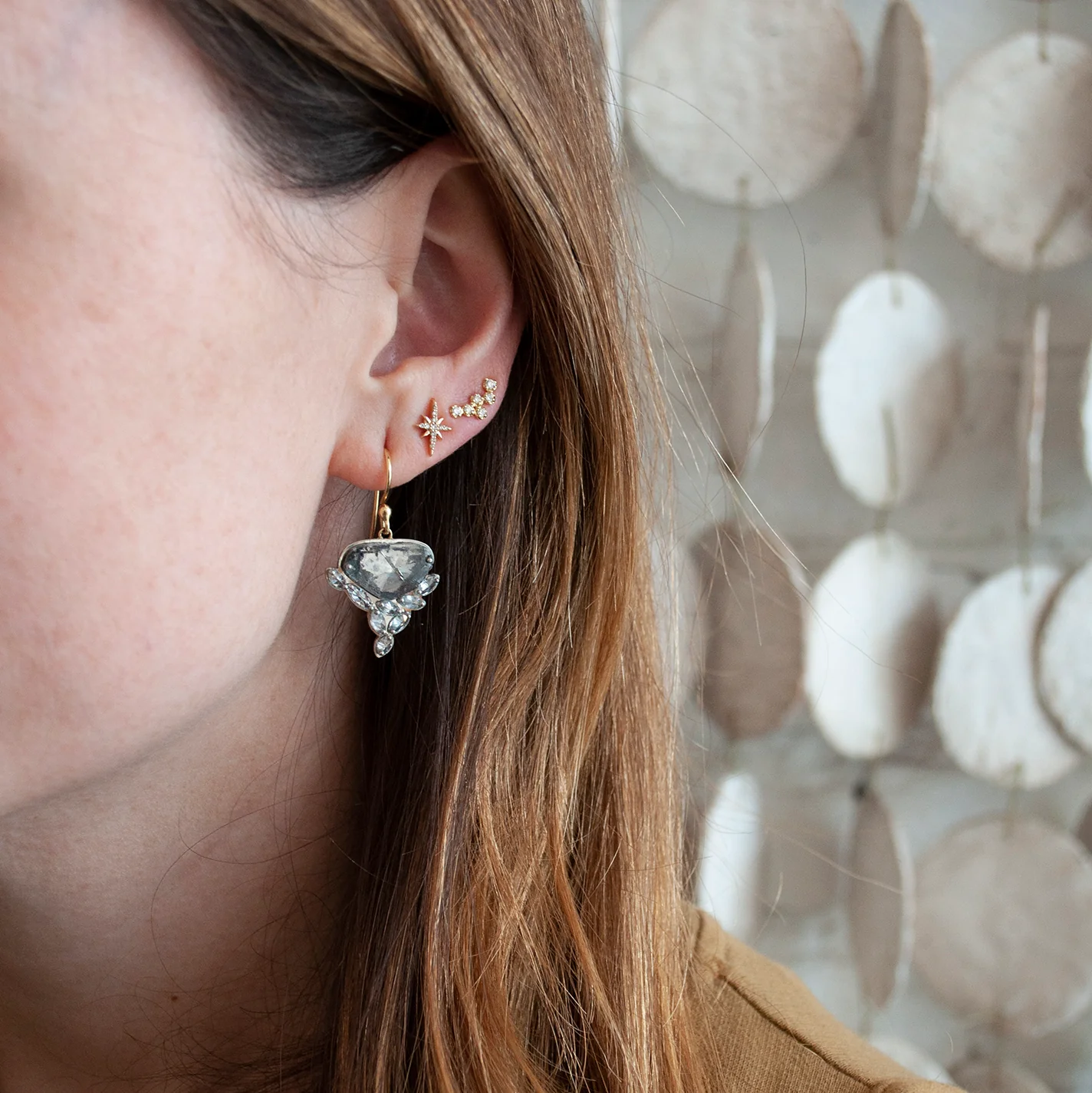 Diamond Slice Drop Earrings - Image 4