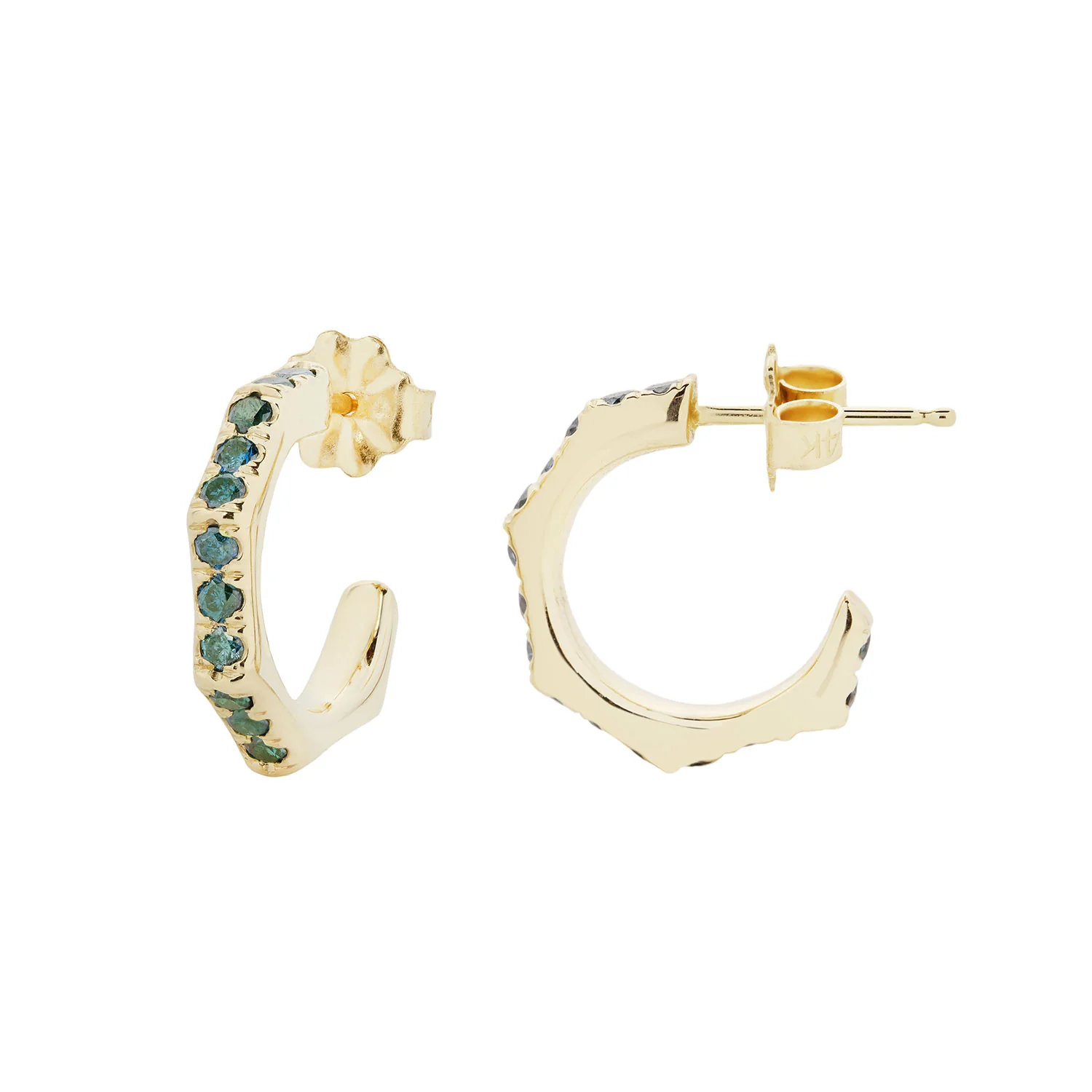 Teal Diamond Geometric Hoops - Image 3