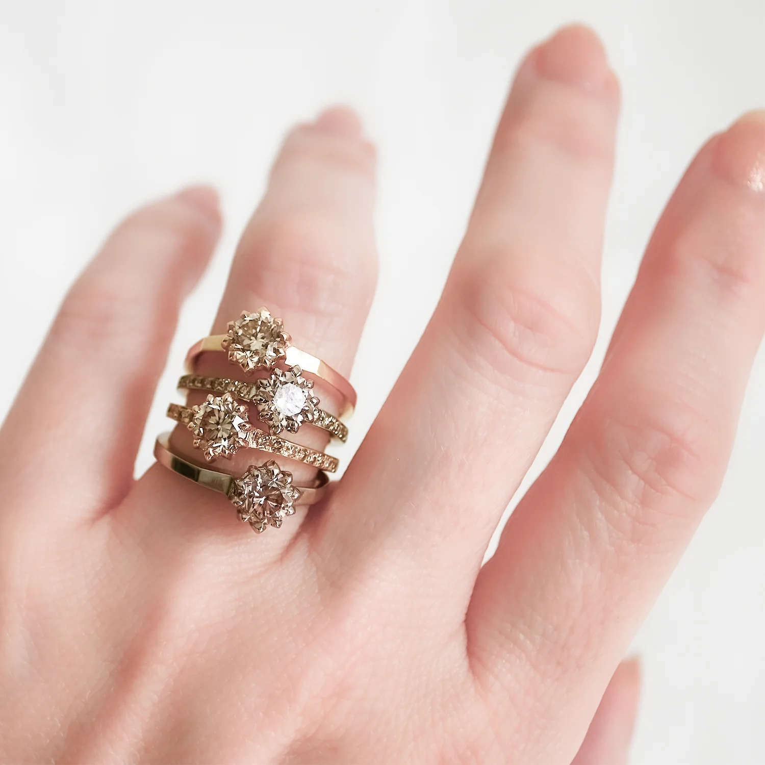 Champagne Diamond Soirée Ring - Image 7
