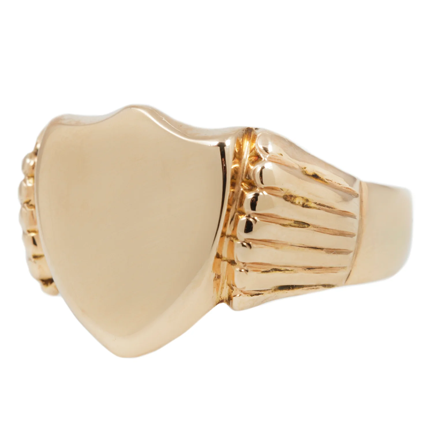 Textured Shoulder Shield Signet Ring - Image 3