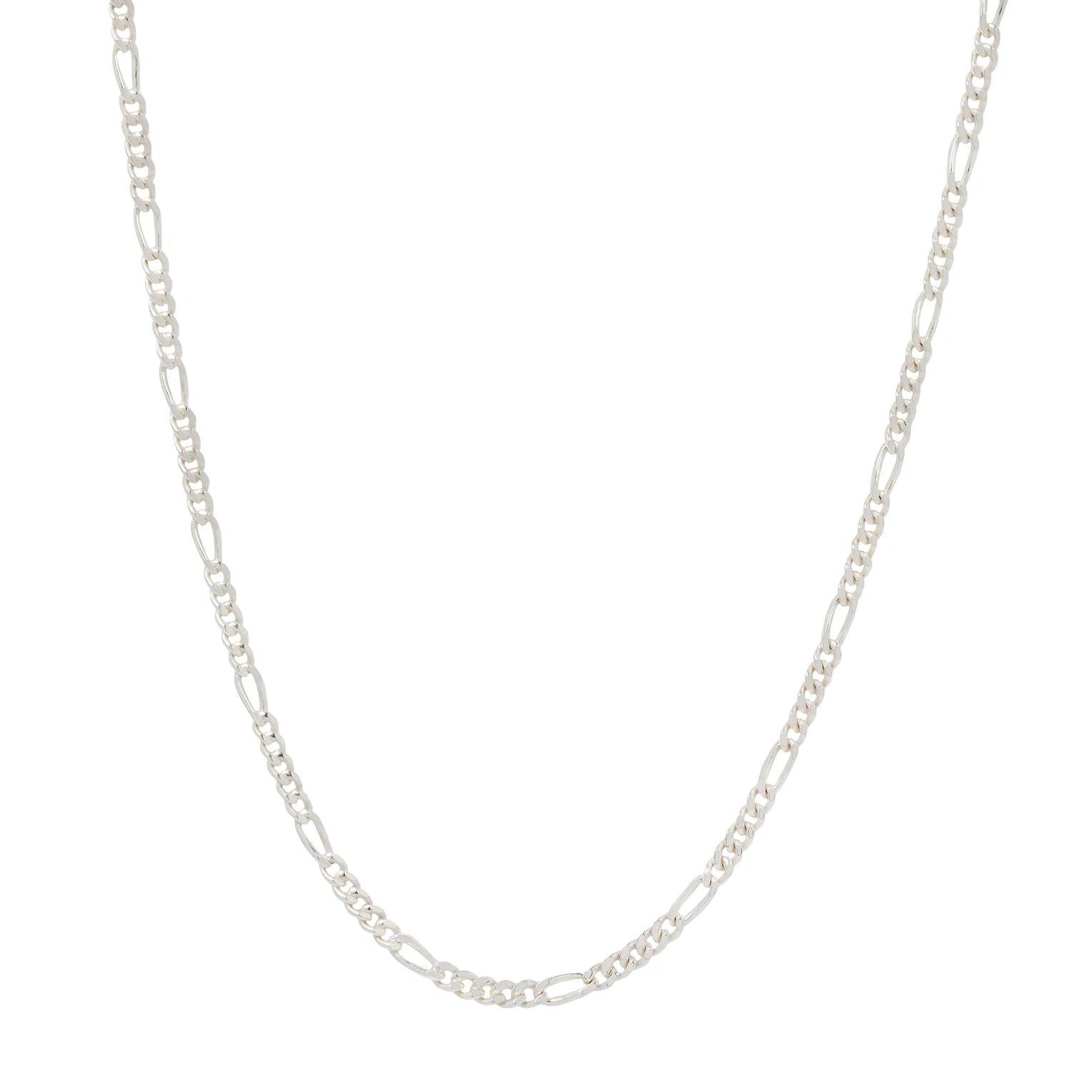 Thin Diamond-Cut Silver Figaro Necklace
