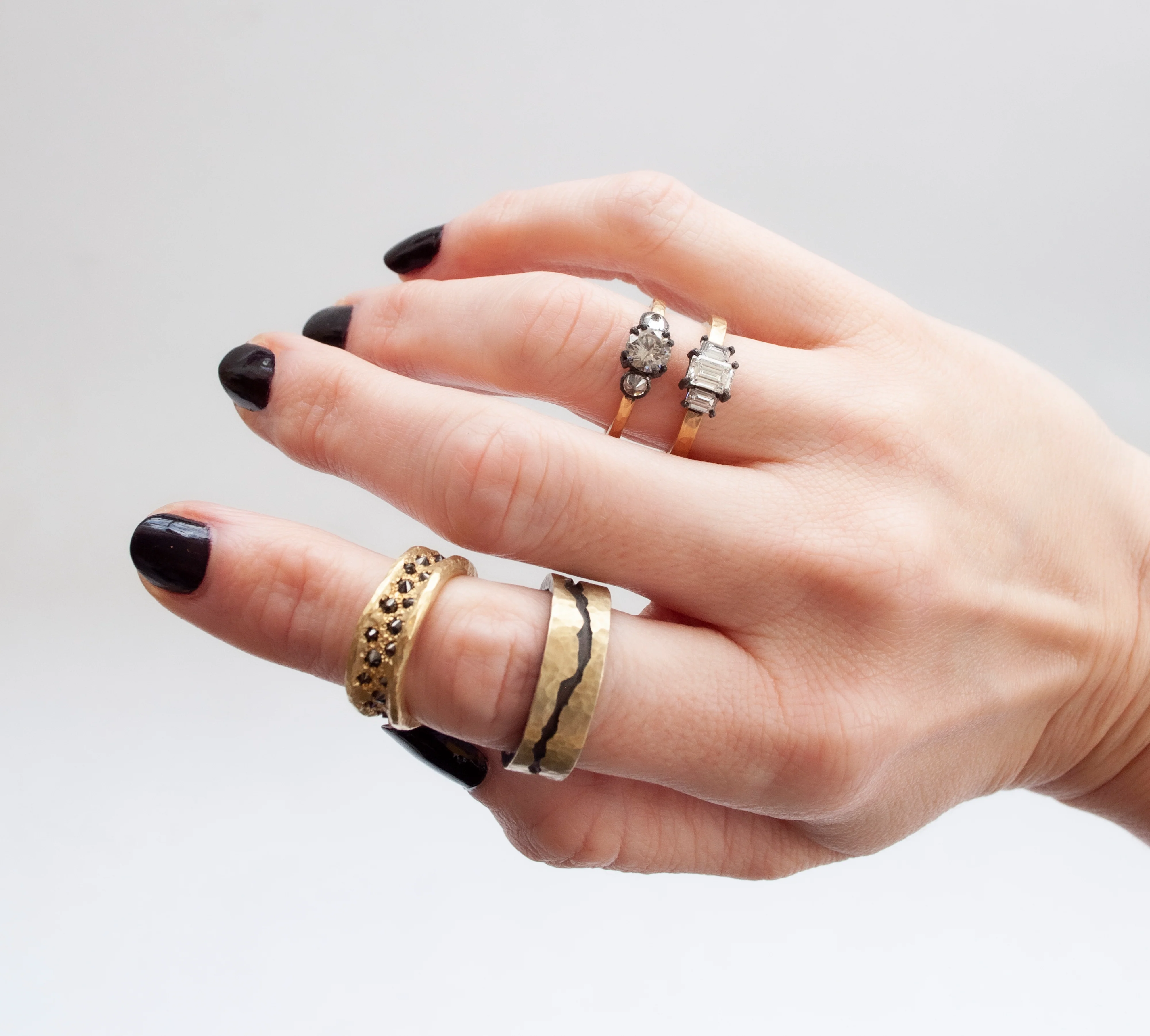 Three Diamond Tidal Cushion Ring - Image 5