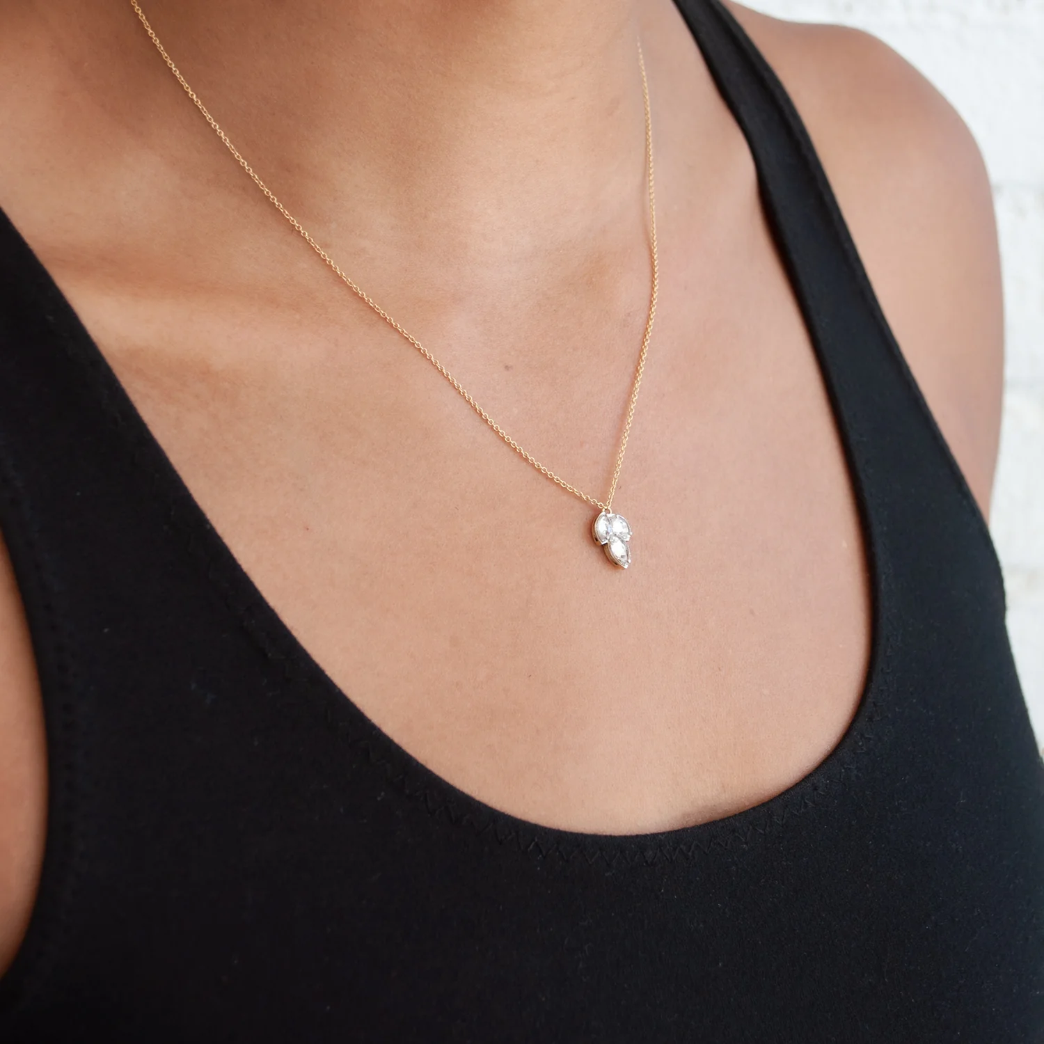 Three Marquise Diamond Necklace - Image 2