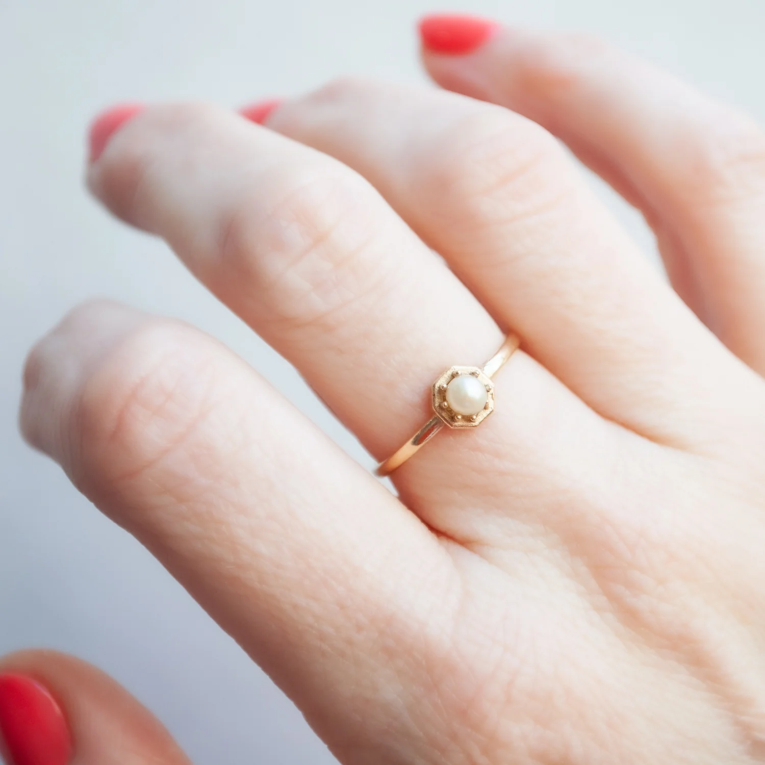 Tiny Akoya Pearl Ring - Image 2