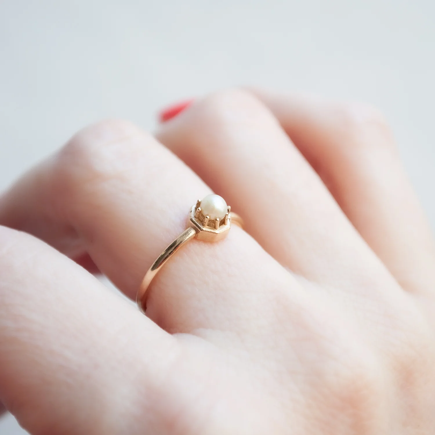 Tiny Akoya Pearl Ring - Image 4