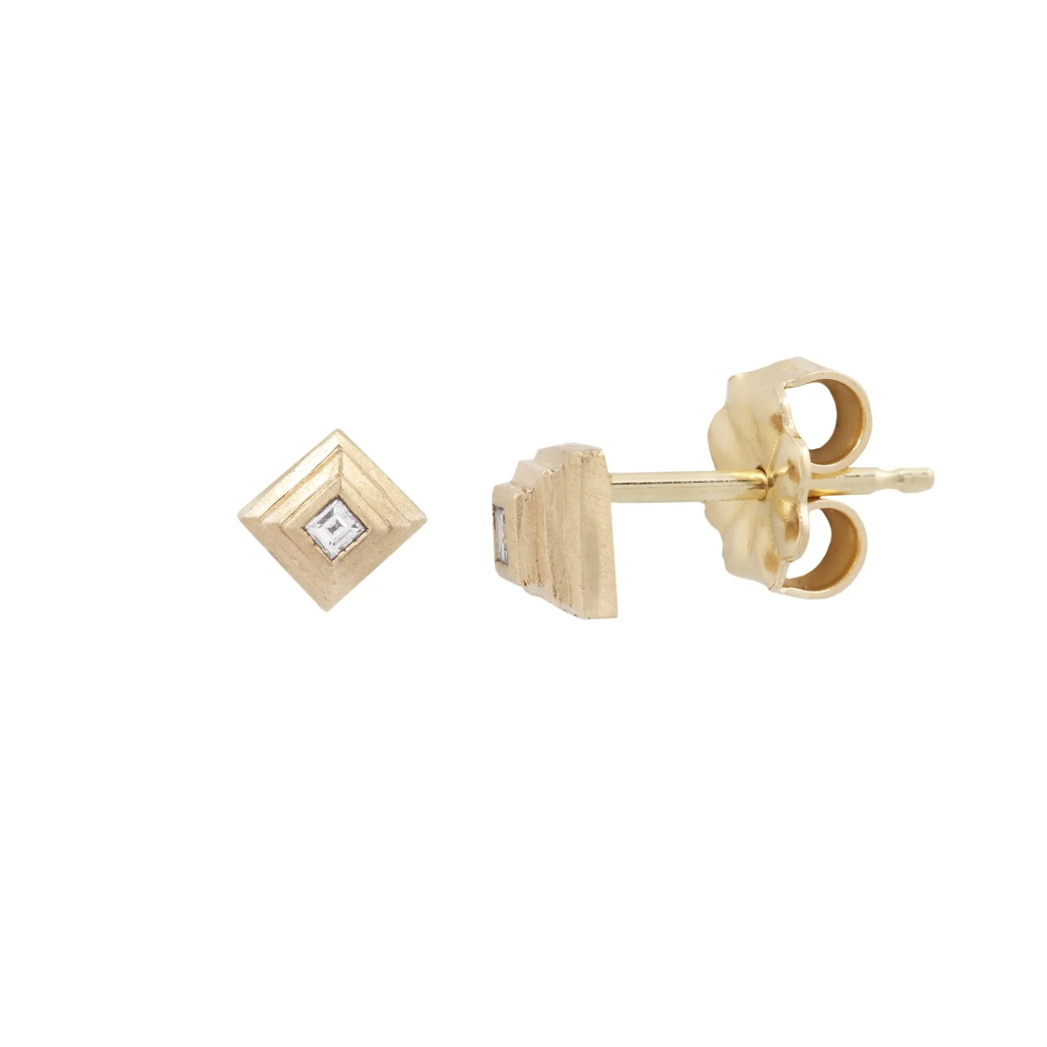 Tiny Ziggurat Diamond Studs - Image 3