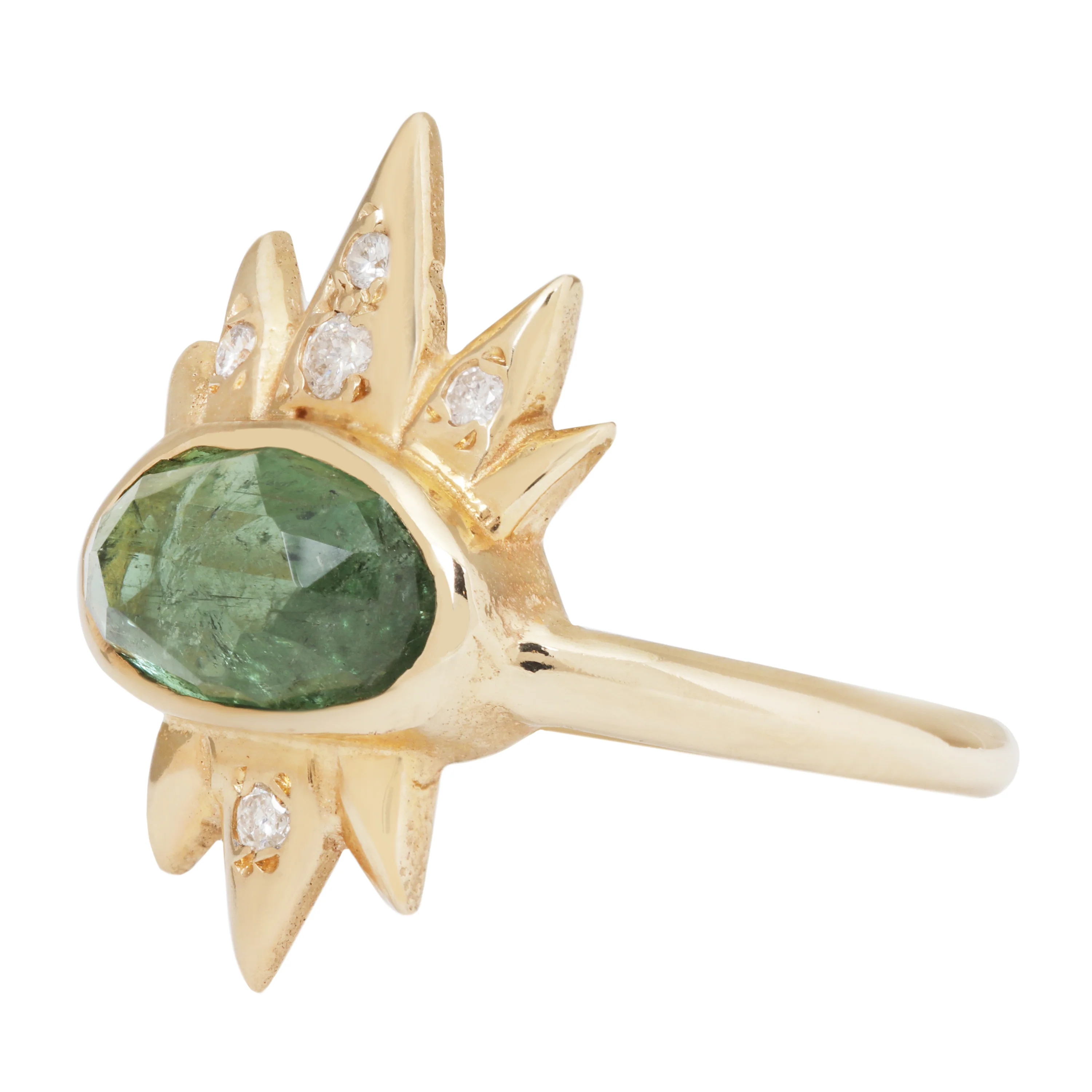 Tourmaline & Diamond Spike Ring - Image 3