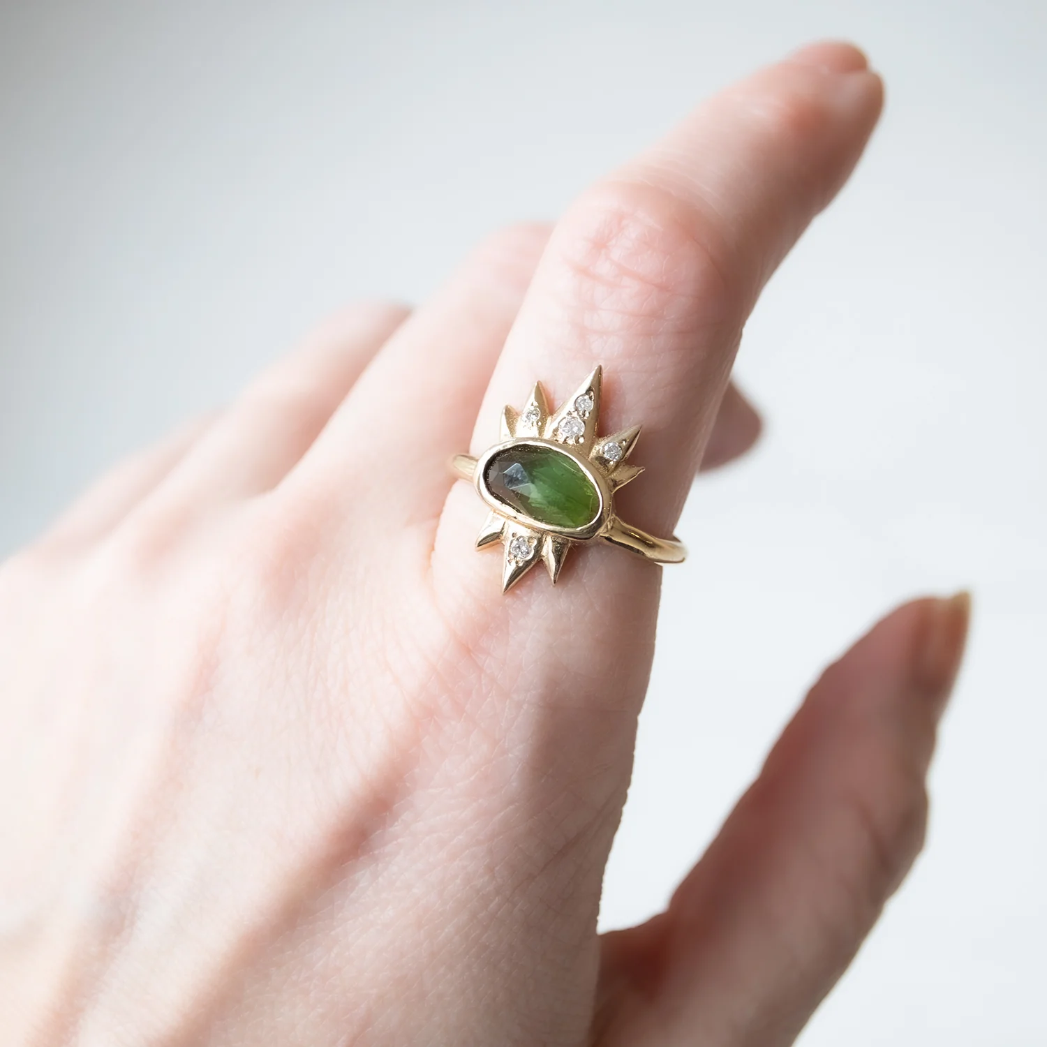 Tourmaline & Diamond Spike Ring - Image 6
