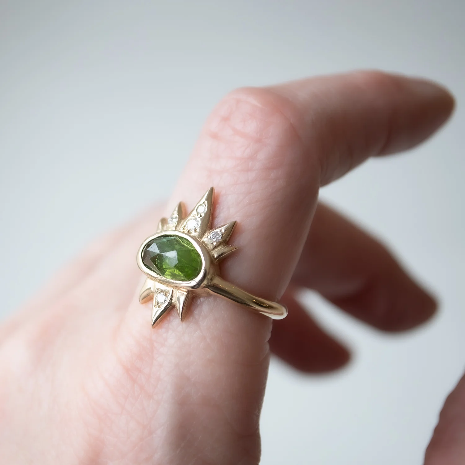 Tourmaline & Diamond Spike Ring - Image 7