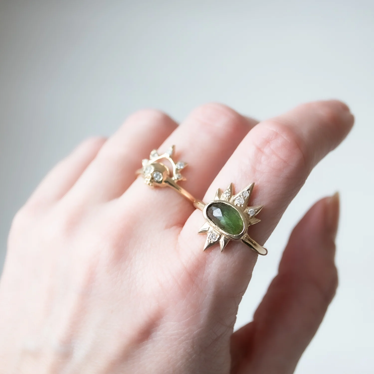 Tourmaline & Diamond Spike Ring - Image 8