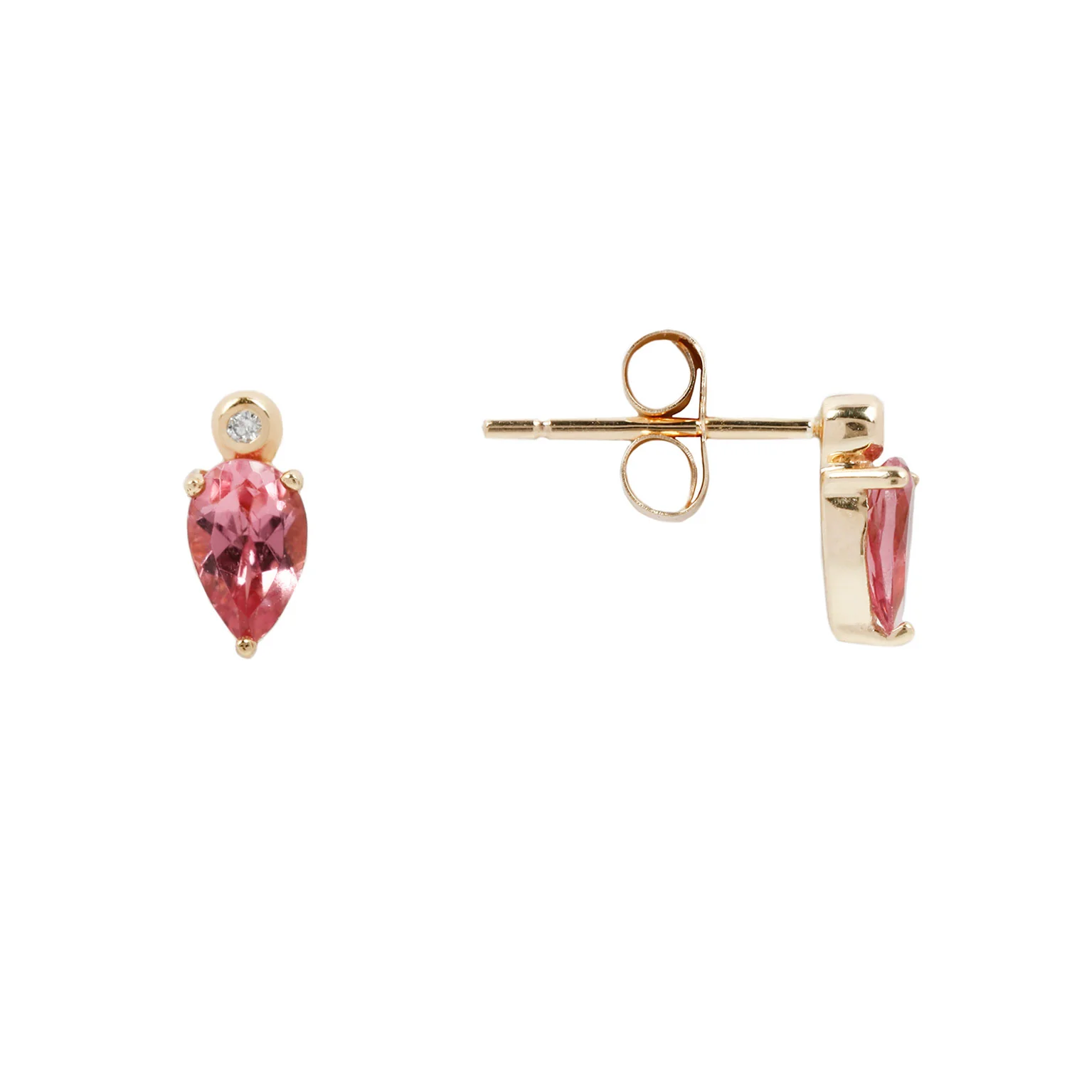 Pink Tourmaline Droplet Studs - Image 3