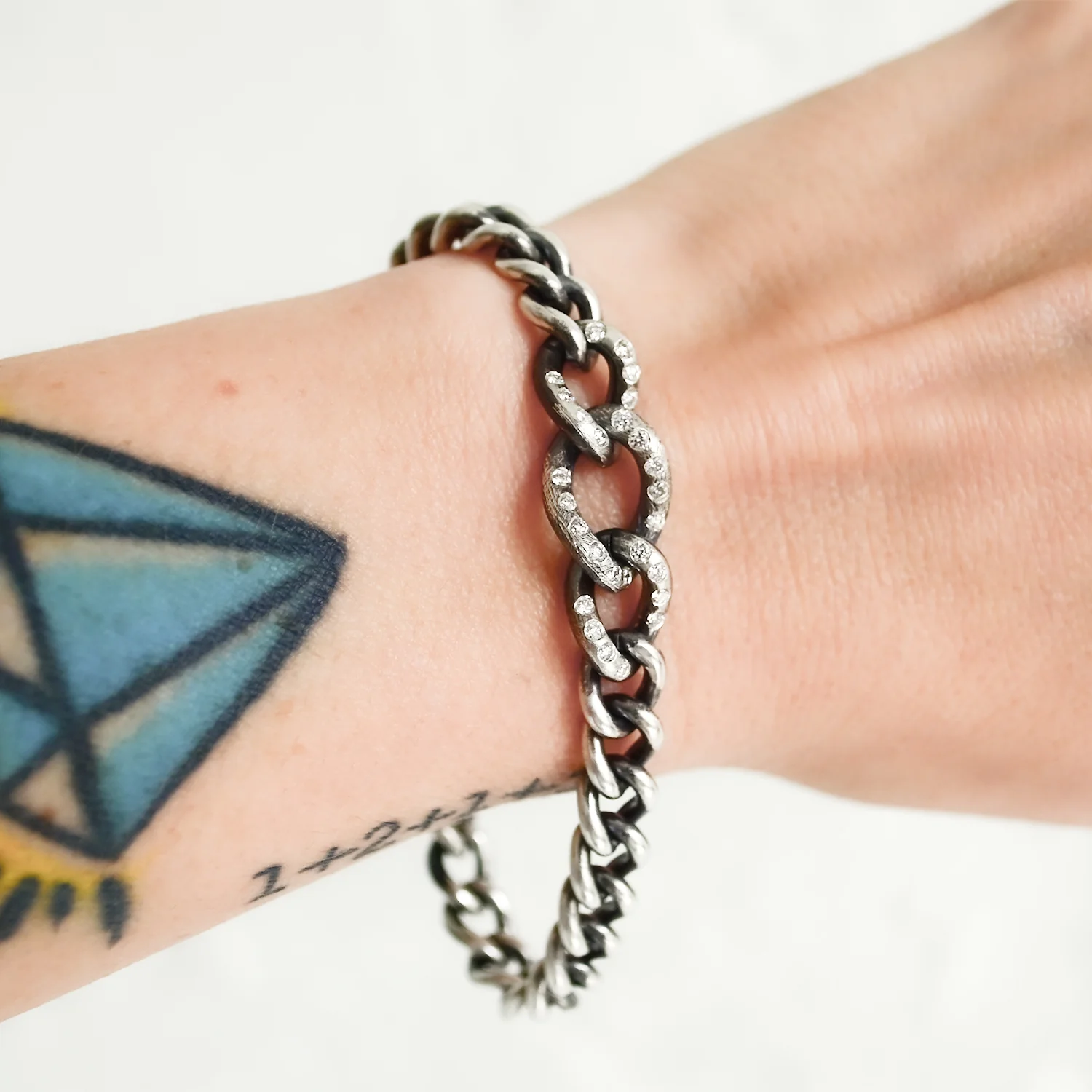 Diamond Trio Curb Link Bracelet - Image 2