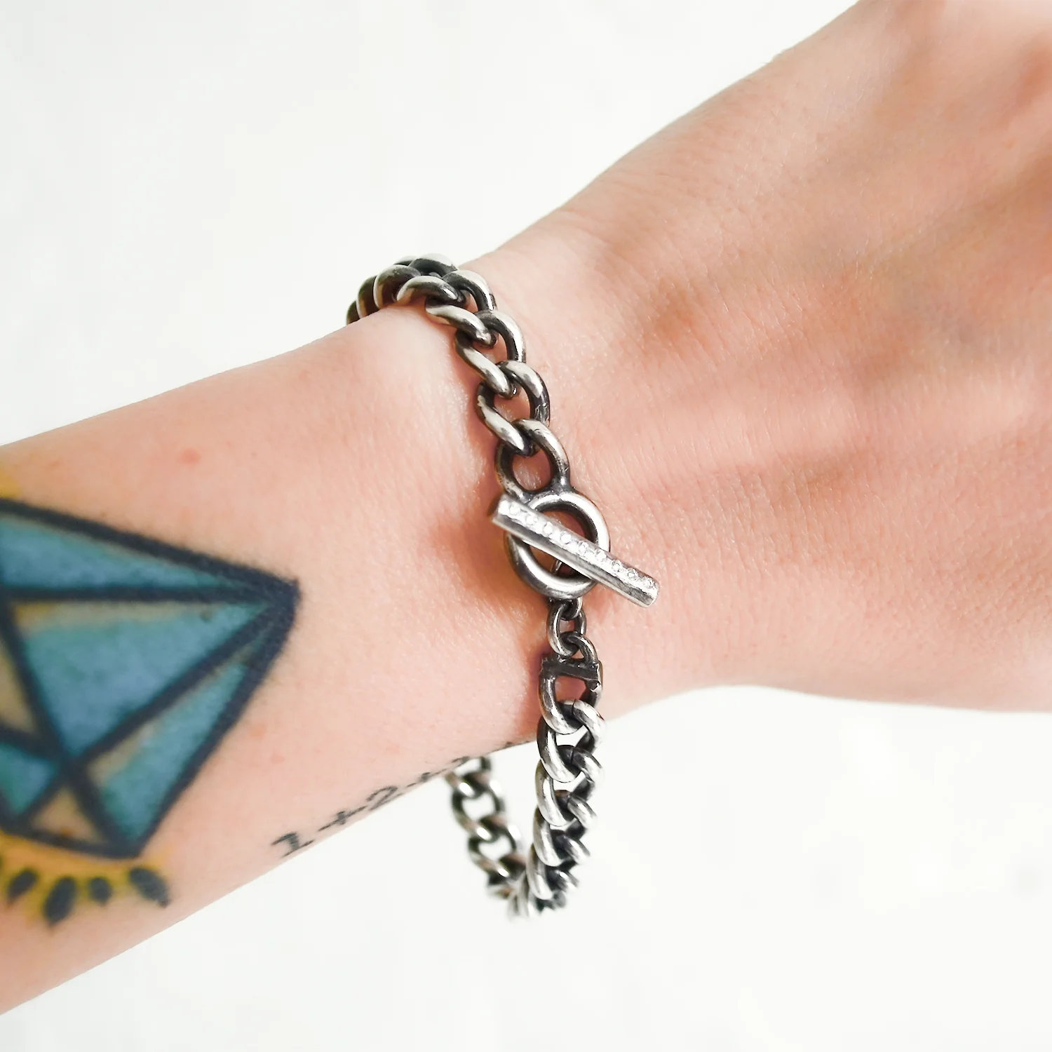 Diamond Trio Curb Link Bracelet - Image 5