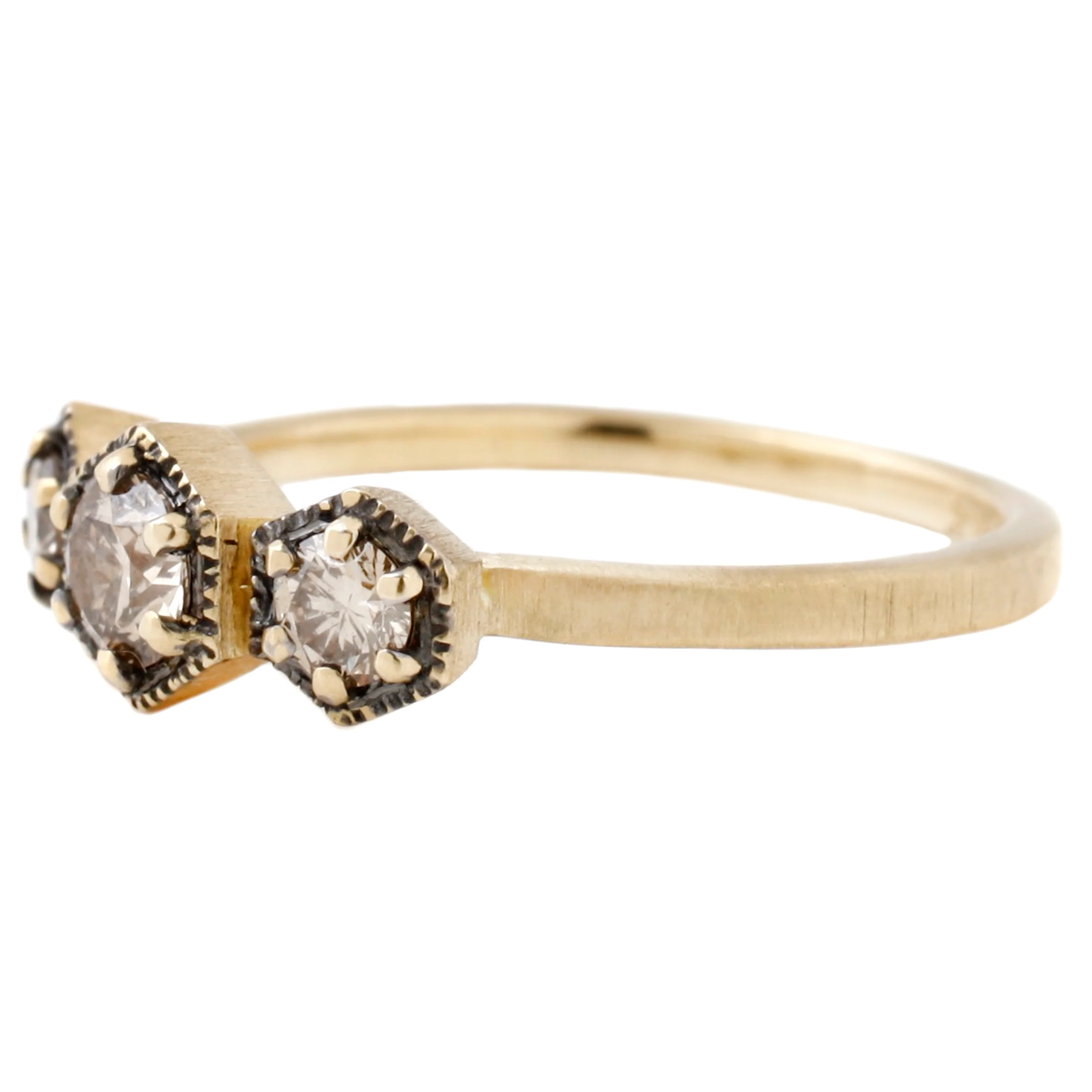 Triple Brown Diamond Hexagon Ring - Image 3
