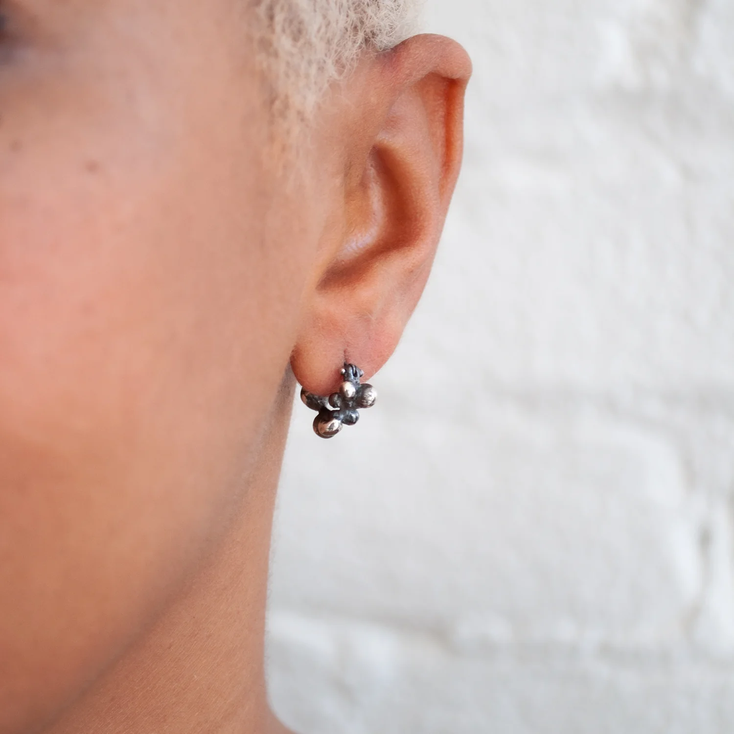 Silver Molten Cluster Hoops - Image 2