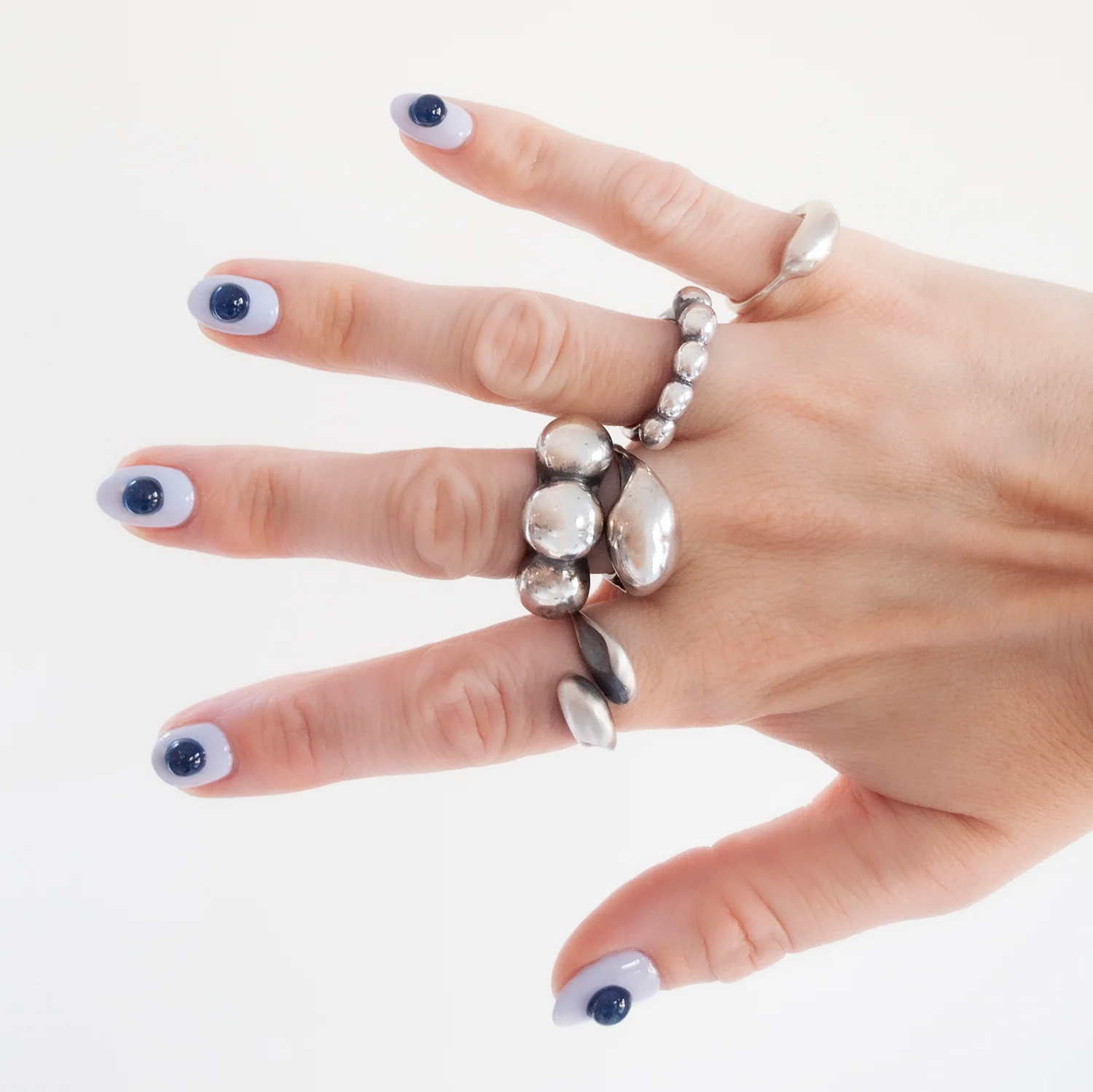 Silver Three Peony Buds Ring - Image 4