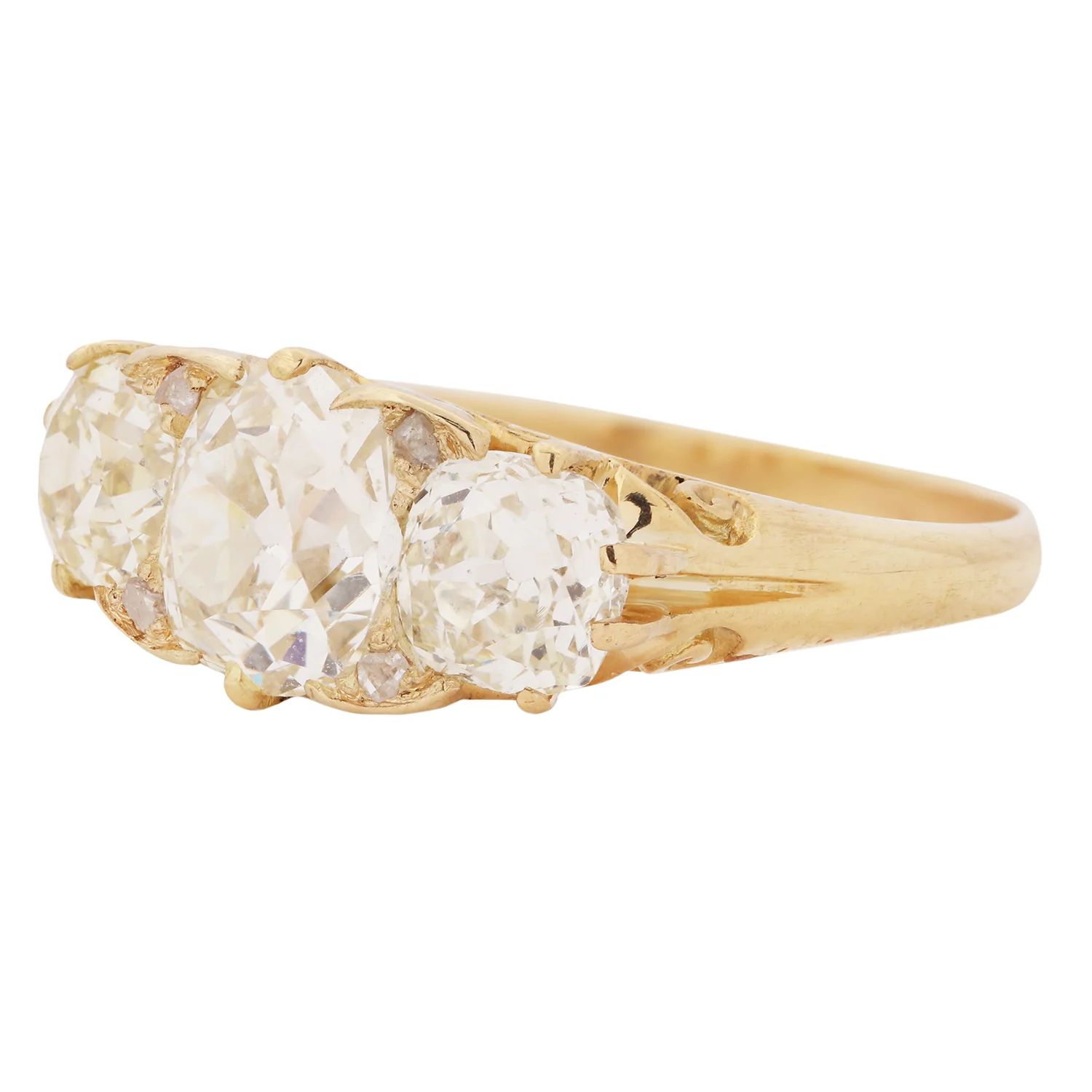 Victorian Crown Diamond Half Hoop Ring - Image 2