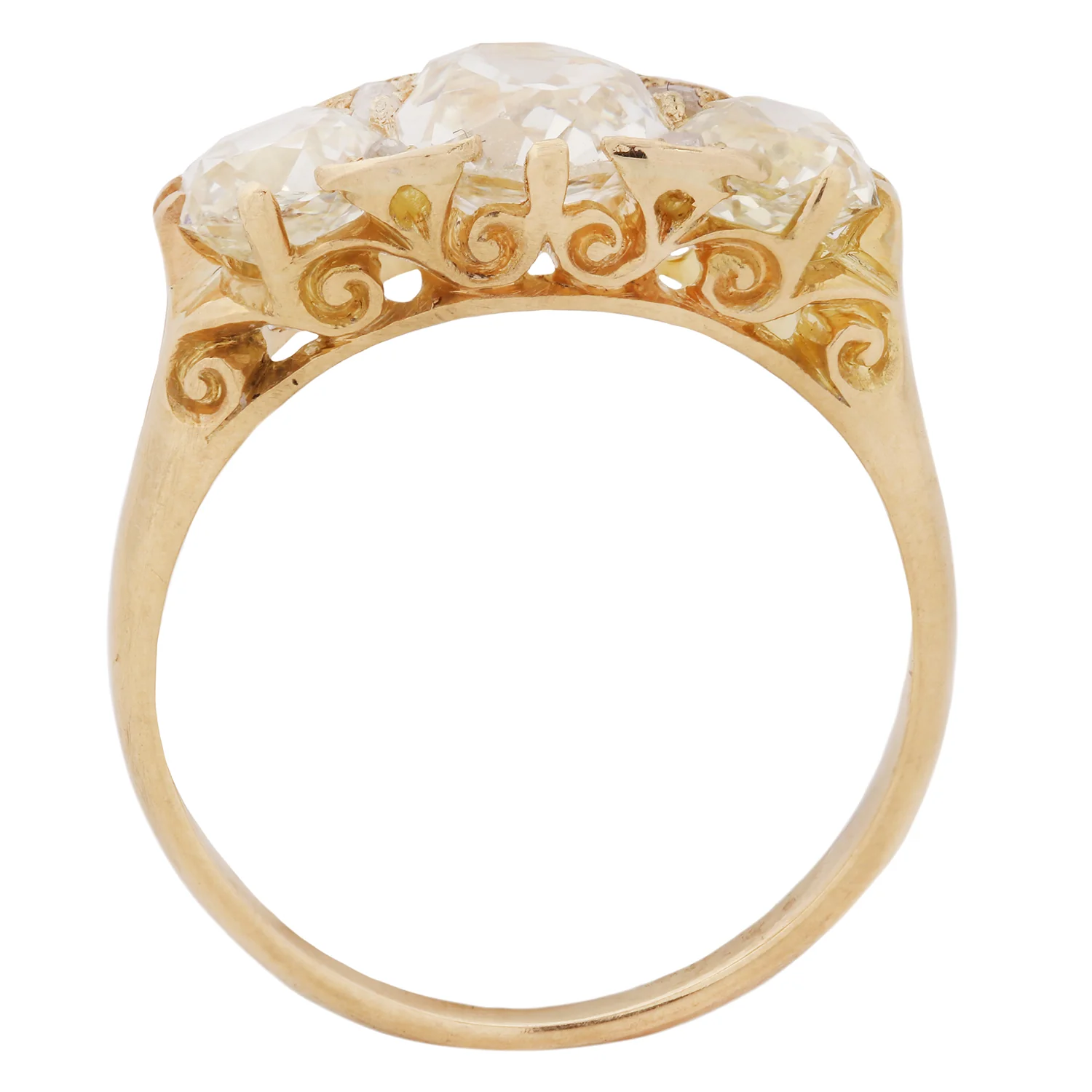 Victorian Crown Diamond Half Hoop Ring - Image 3