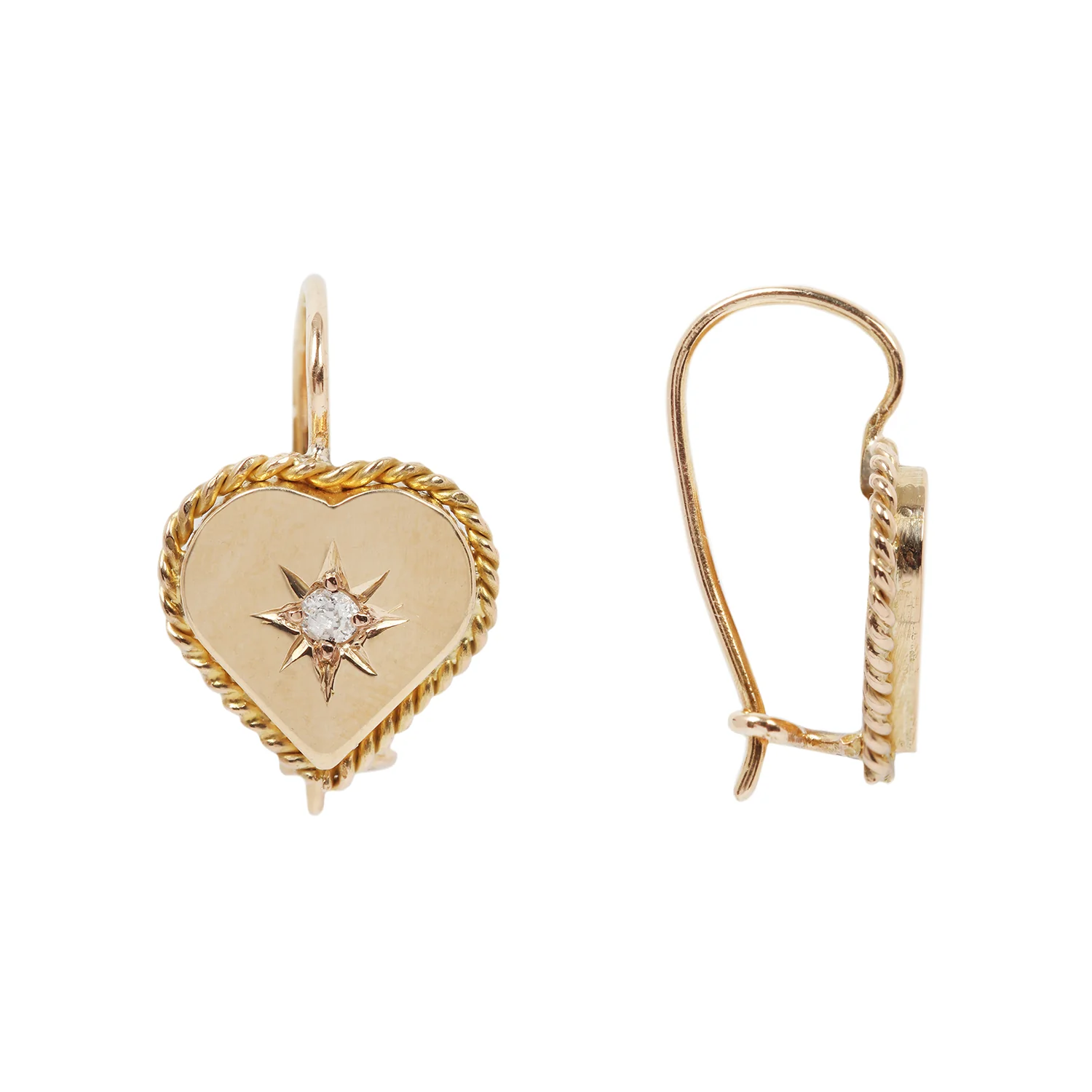 Victorian Diamond Heart Earrings - Image 3