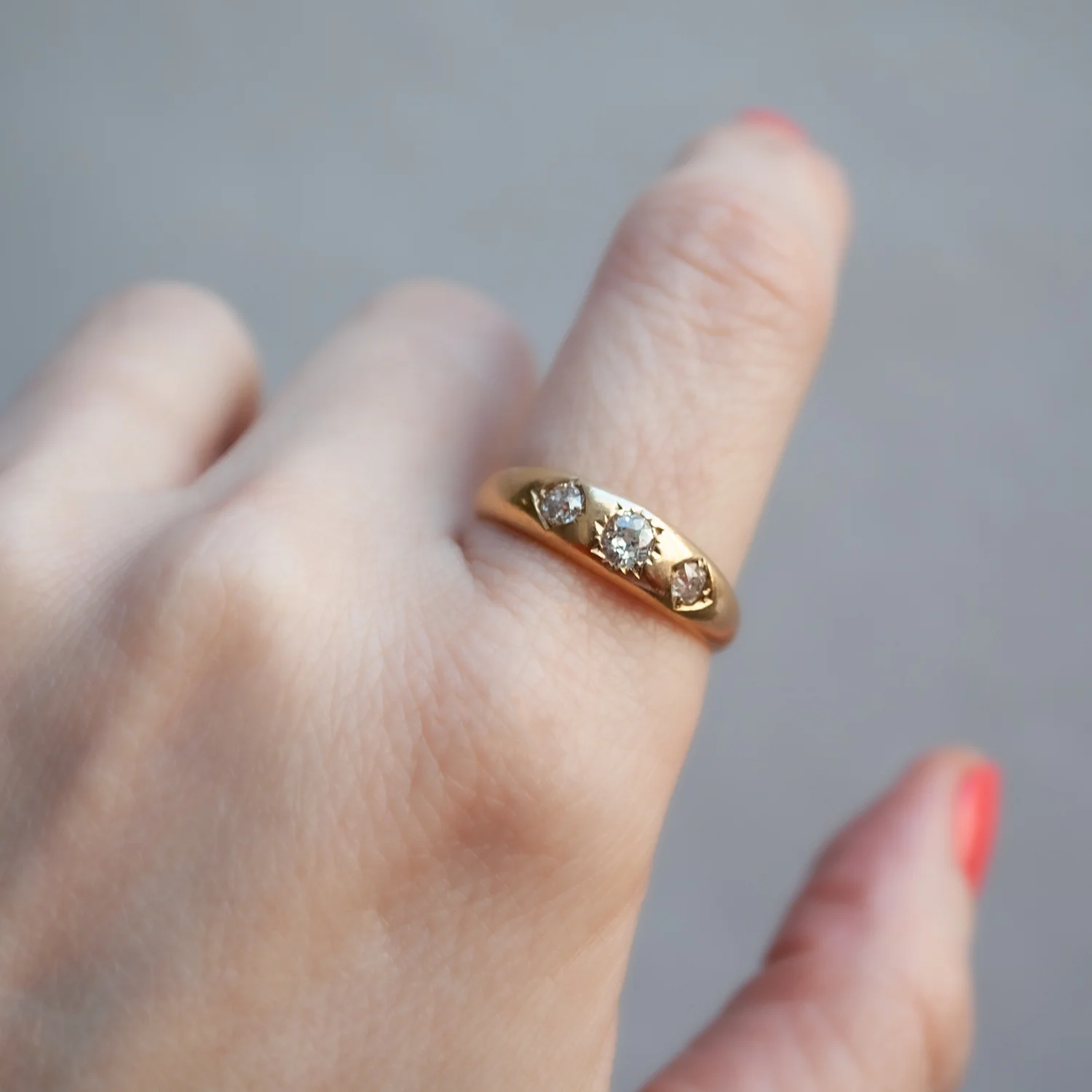 Victorian Three Diamond Star Ring - Image 2