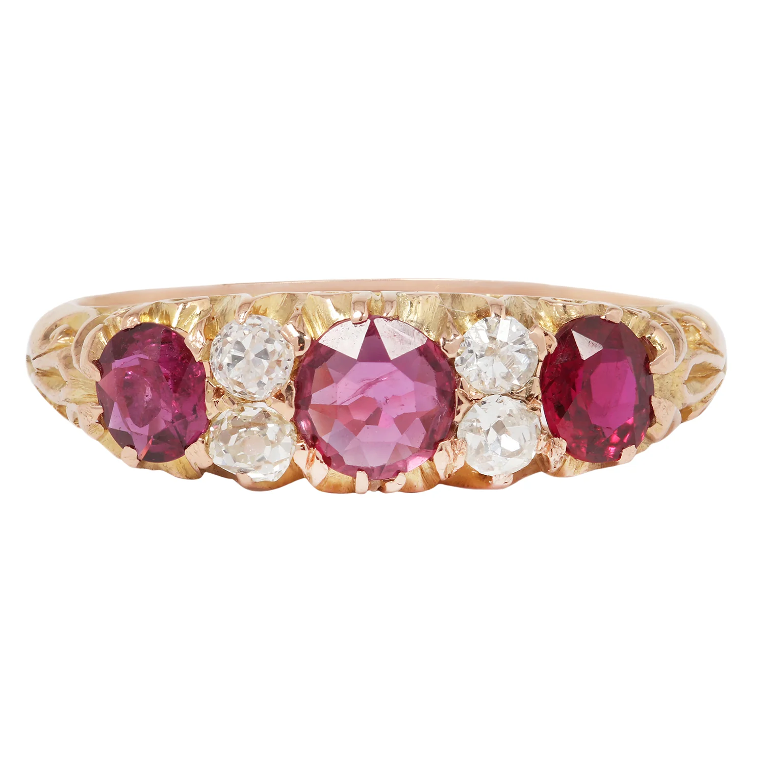 Victorian Ruby & Diamond Half Hoop Ring