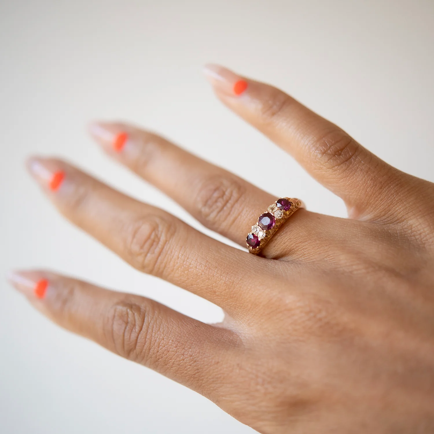 Victorian Ruby & Diamond Half Hoop Ring - Image 2