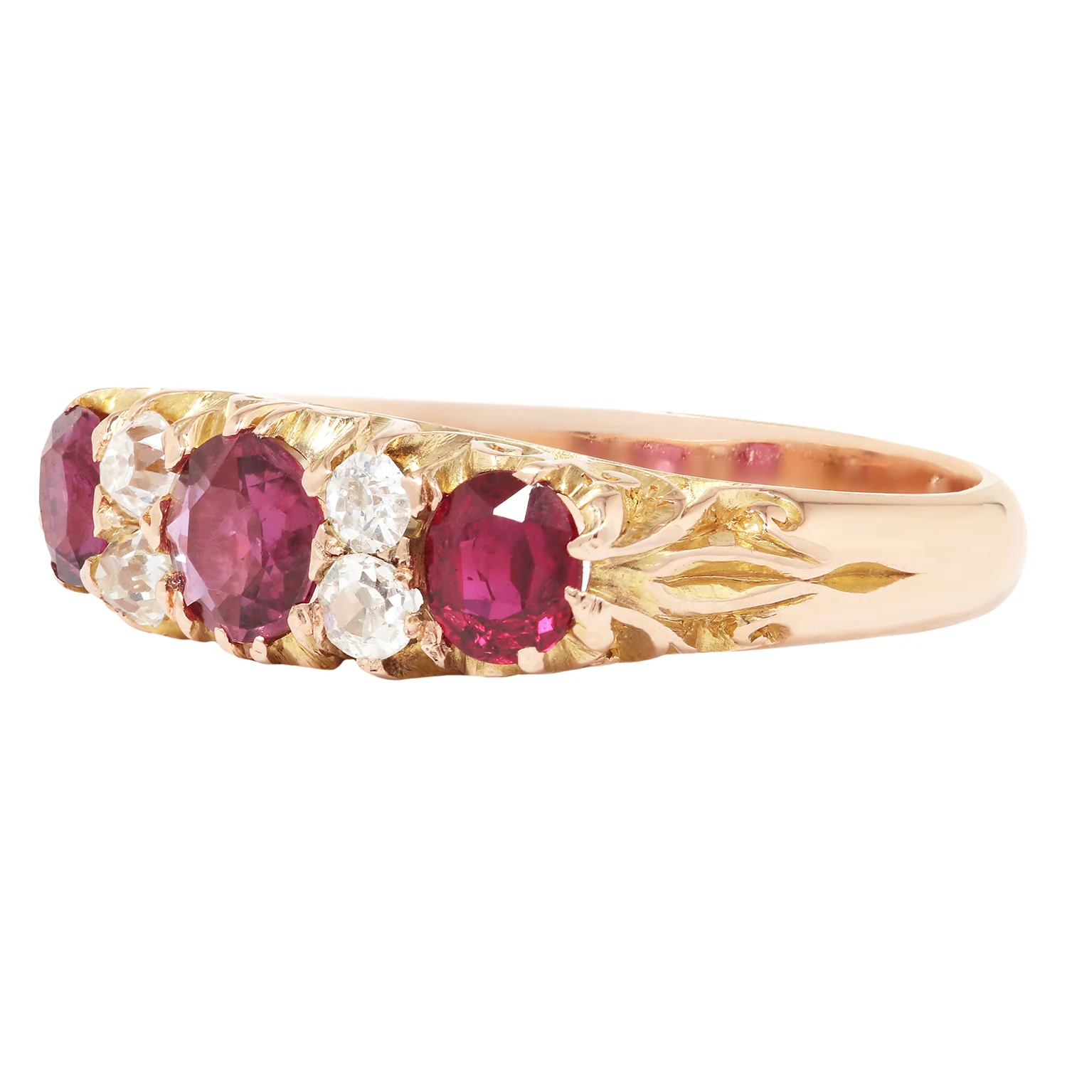 Victorian Ruby & Diamond Half Hoop Ring - Image 3