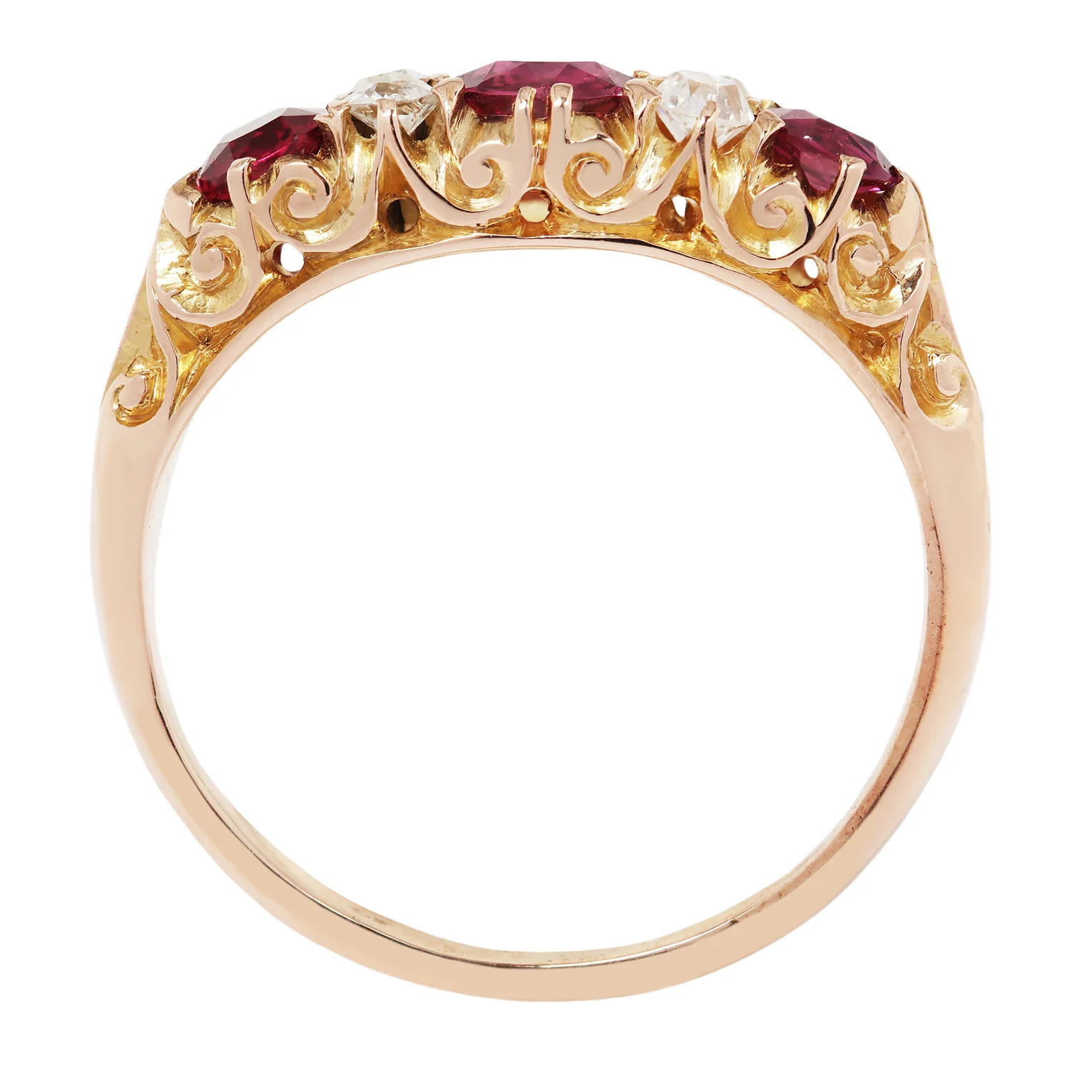 Victorian Ruby & Diamond Half Hoop Ring - Image 4