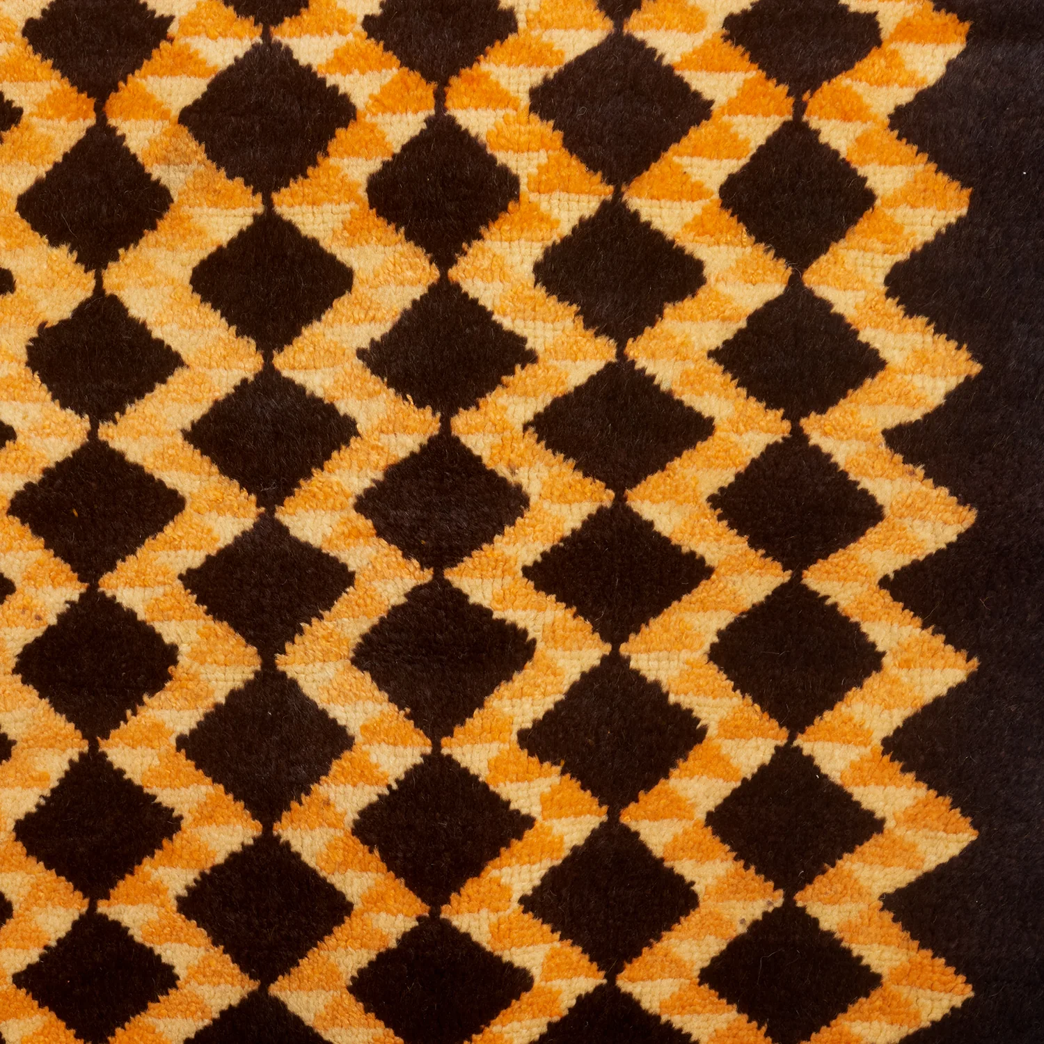 Vintage Black & Orange Diamond Rug - Image 3