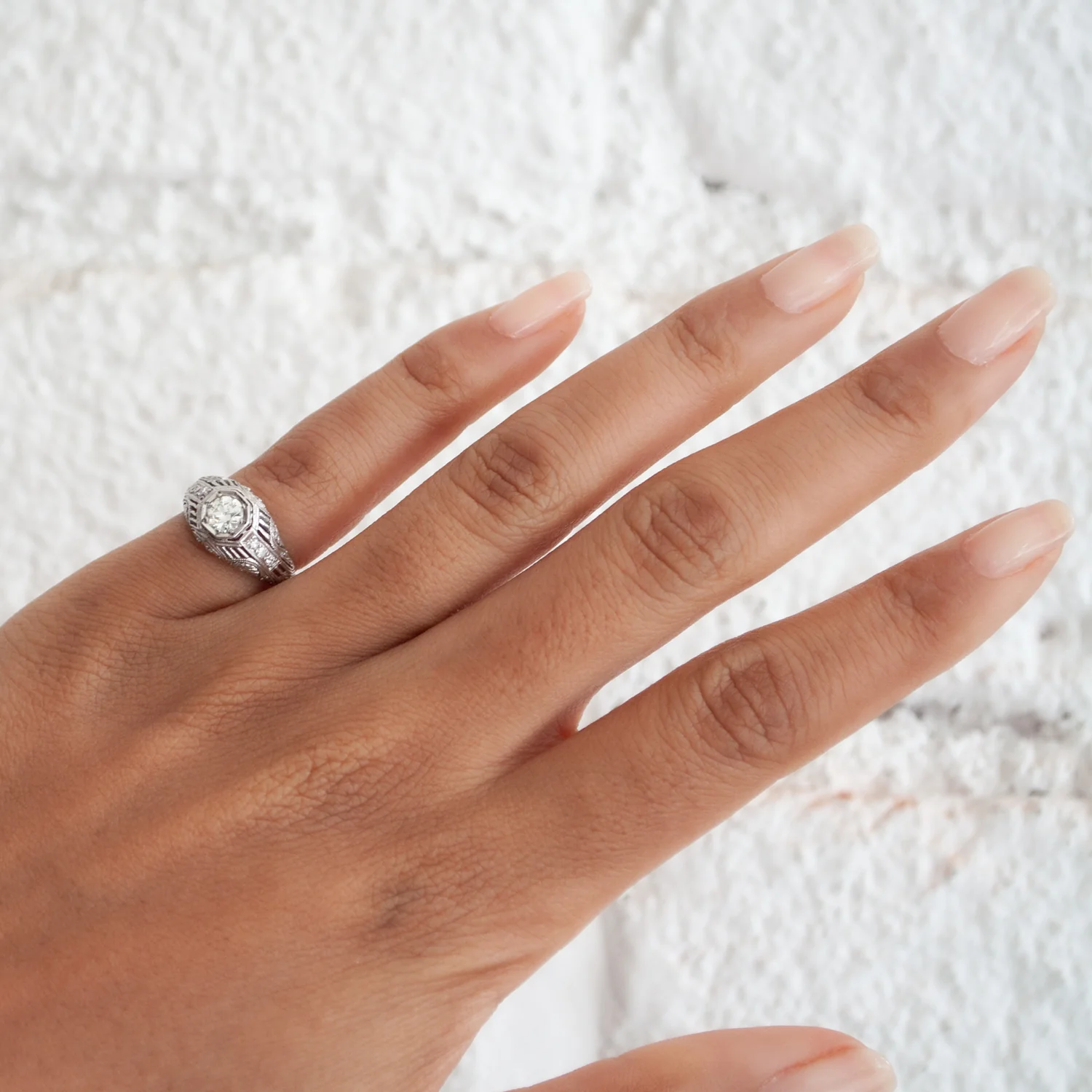 Art Deco Filigree Diamond Ring - Image 2