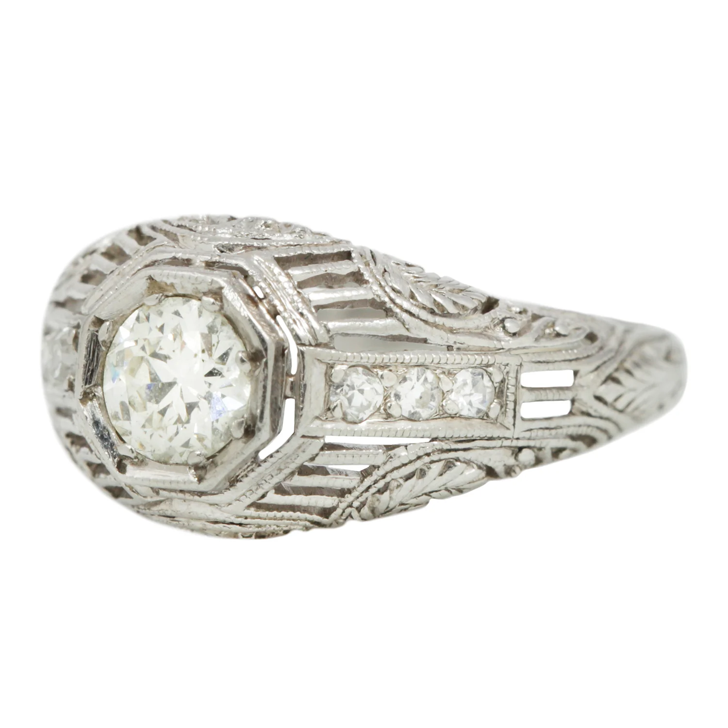 Art Deco Filigree Diamond Ring - Image 3