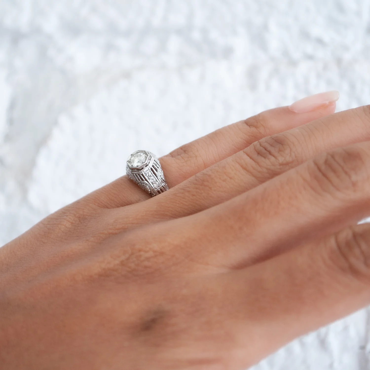 Art Deco Filigree Diamond Ring - Image 5