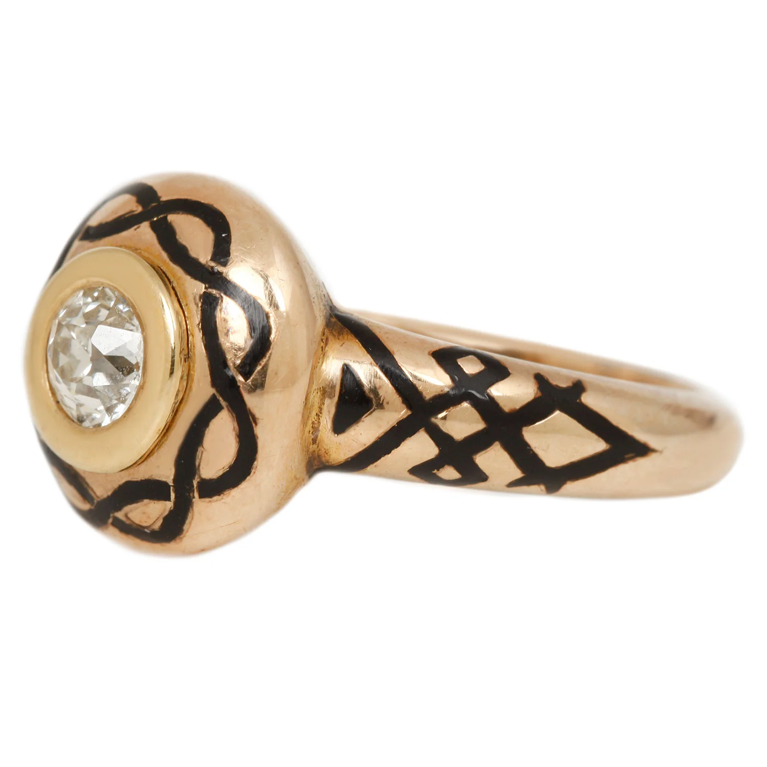 Vintage Diamond Mourning Ring - Image 3