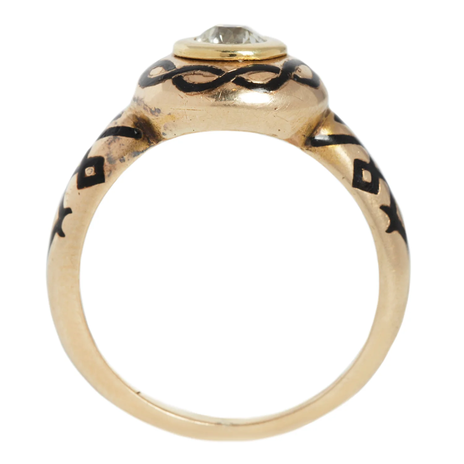 Vintage Diamond Mourning Ring - Image 5