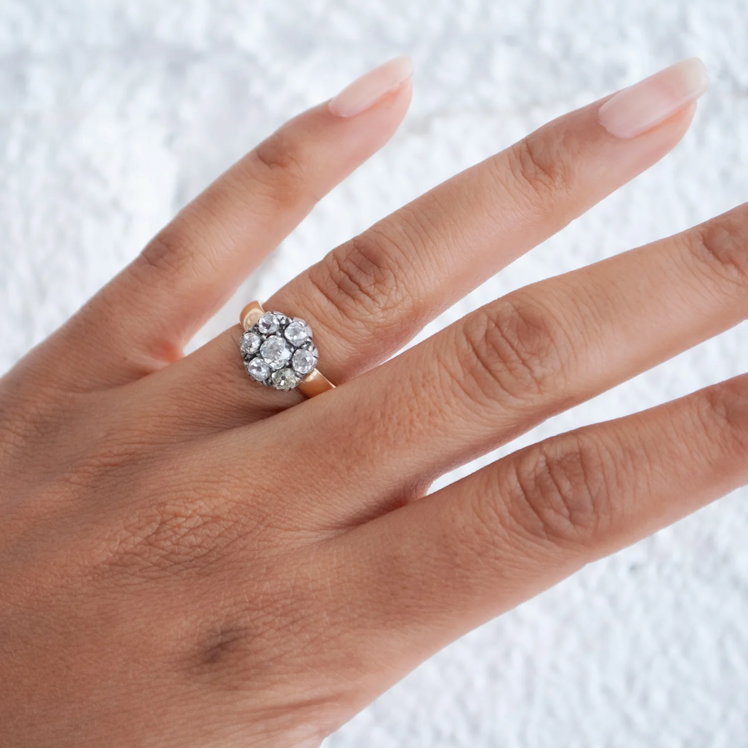 Mixed Metal Diamond Flower Ring - Image 2